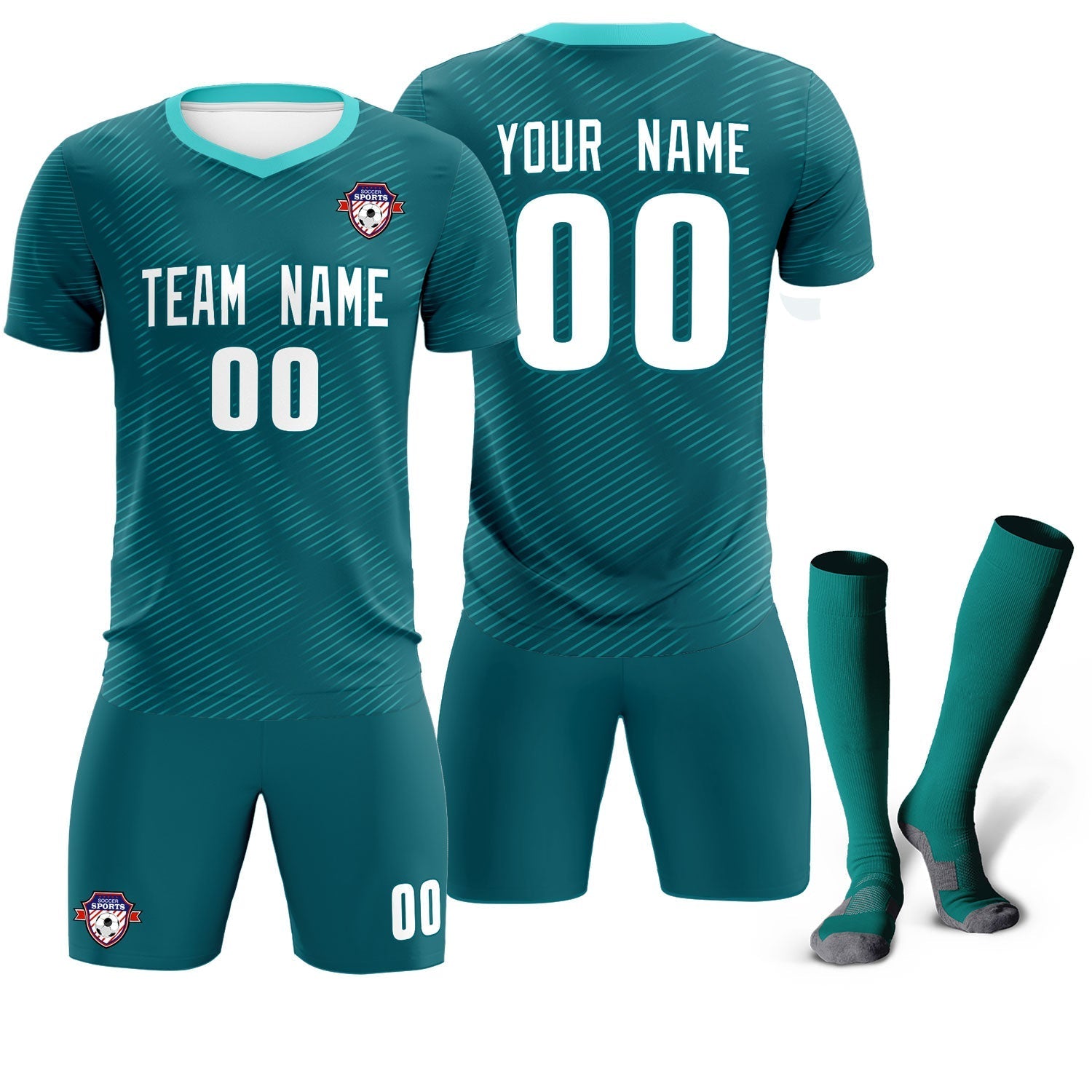 Custom Aqua Aqua Training Uniform For Men Soccer Sets Jersey