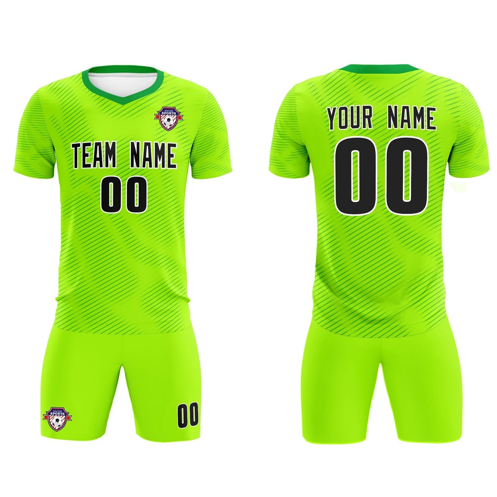 Custom Neon Green Kelly Green Training Uniform For Men Soccer Sets Jersey