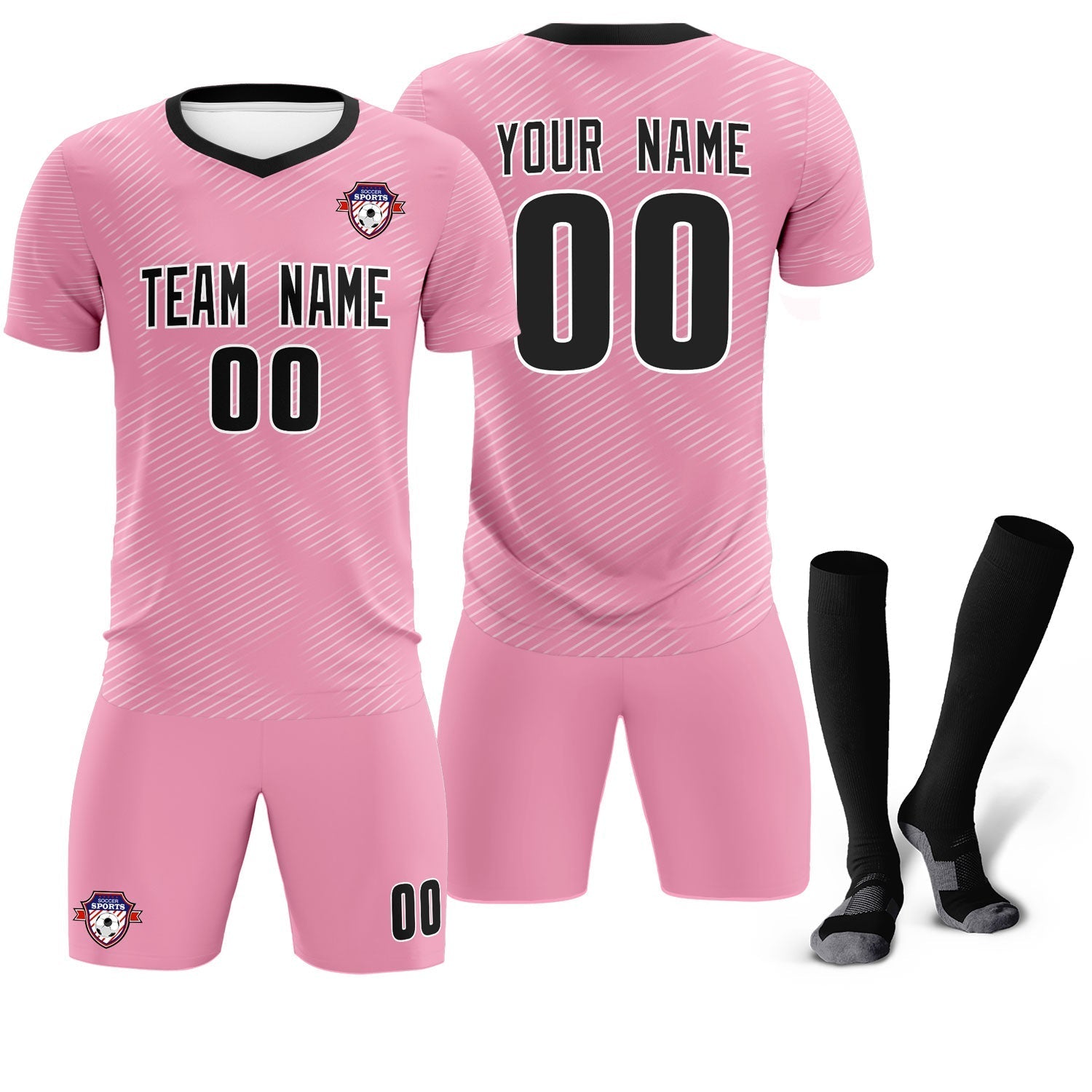 Custom Light Pink White Training Uniform For Men Soccer Sets Jersey
