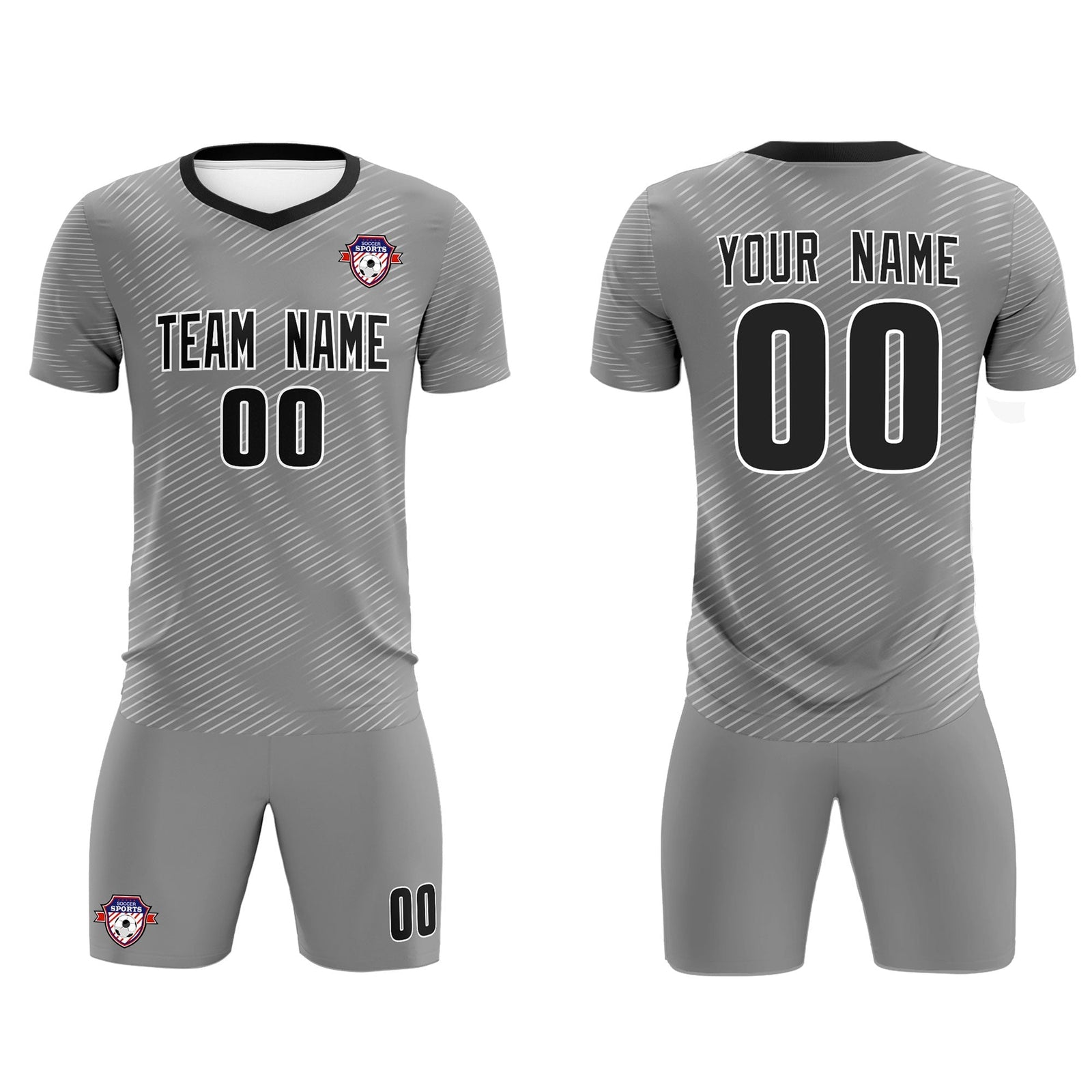 Custom Dark Gray White Training Uniform For Men Soccer Sets Jersey