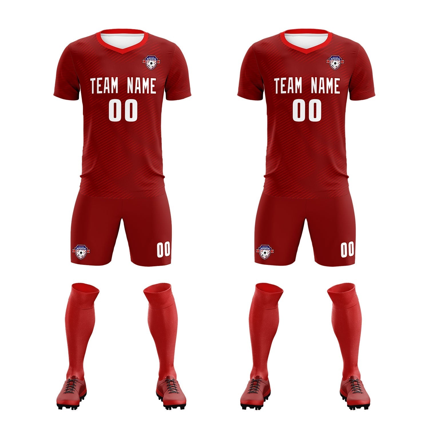 Custom Crimson Red Training Uniform For Men Soccer Sets Jersey