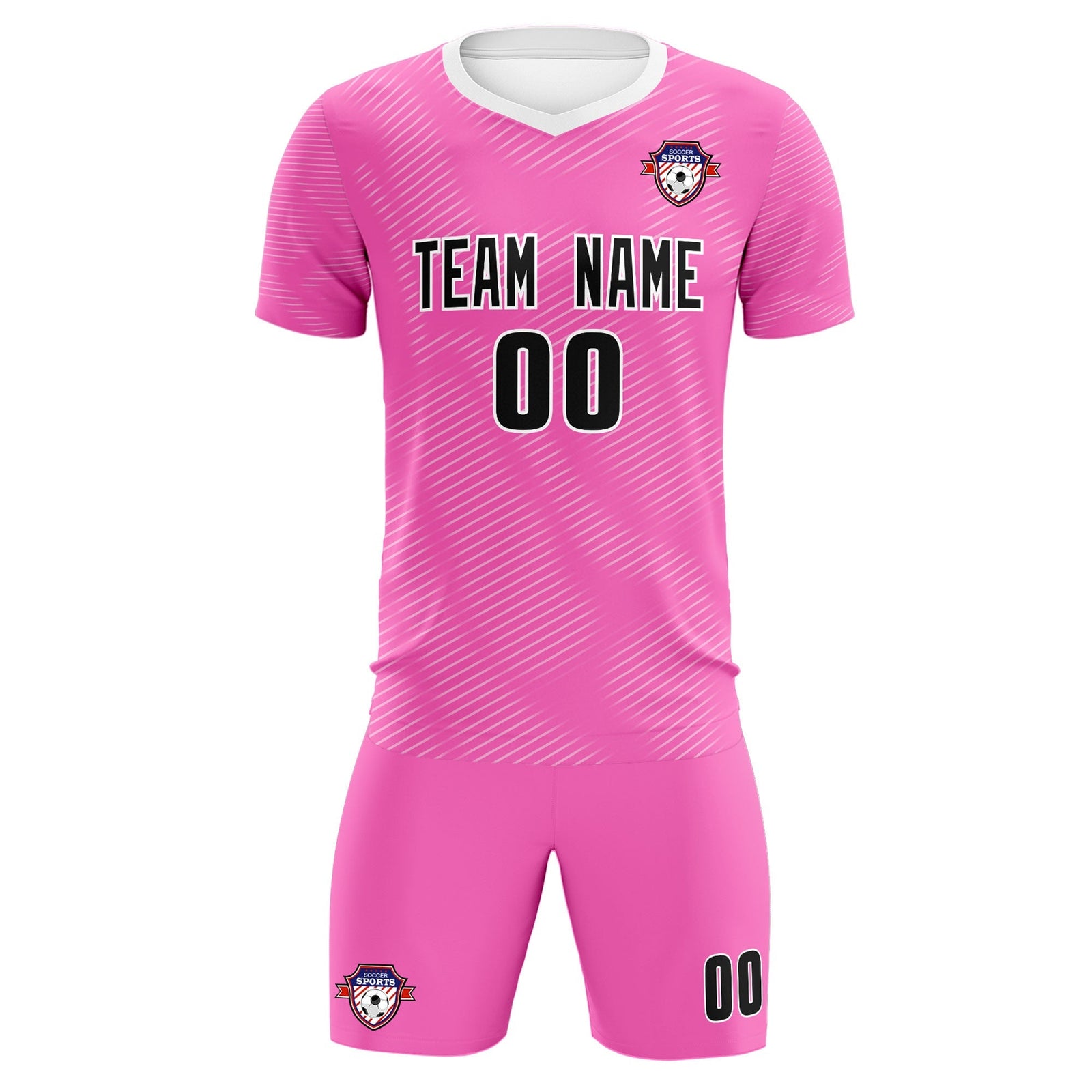Custom Pink White Training Uniform For Men Soccer Sets Jersey