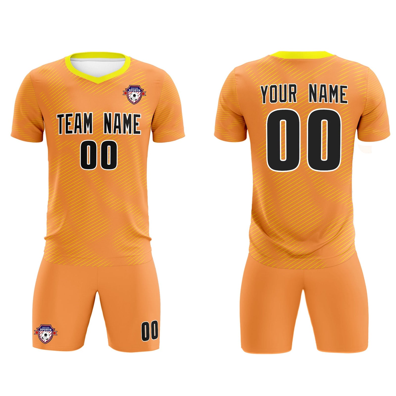 Custom Light Orange Gold Training Uniform For Men Soccer Sets Jersey
