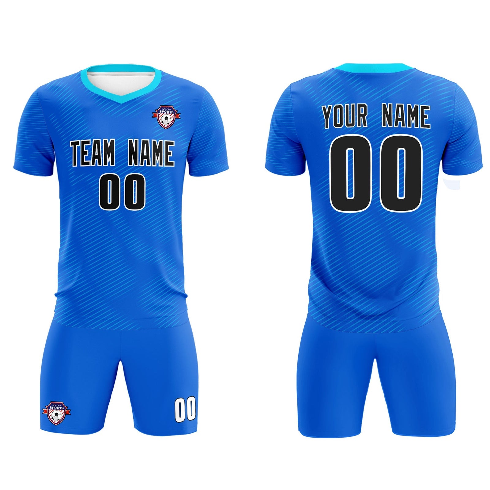Custom Royal Powder Blue Training Uniform For Men Soccer Sets Jersey