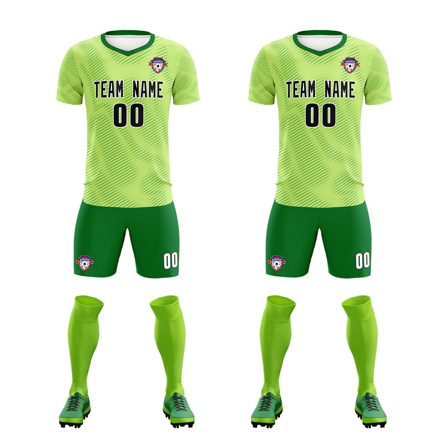 Custom Green Kelly Green Training Uniform For Men Soccer Sets Jersey