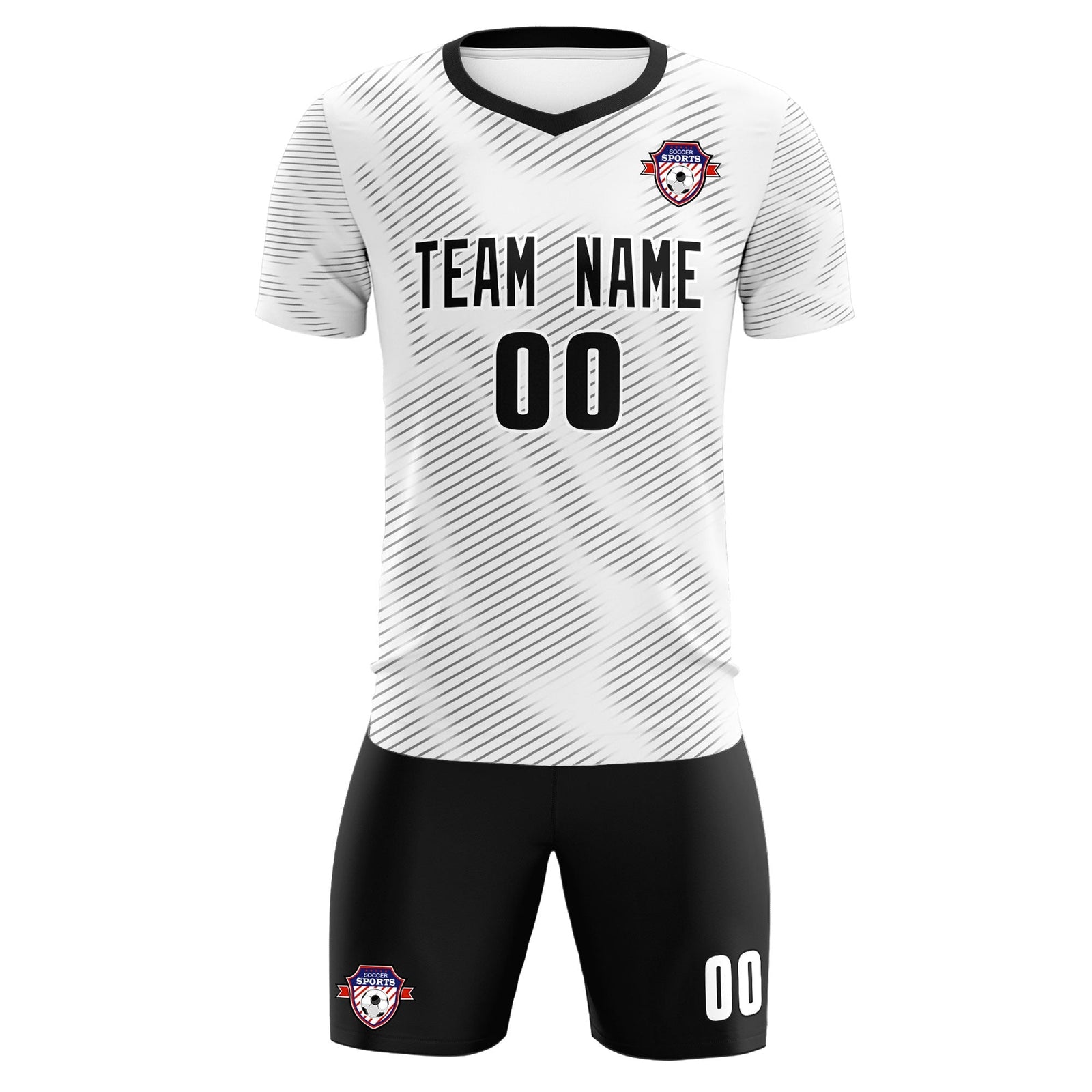Custom White Black Training Uniform For Men Soccer Sets Jersey