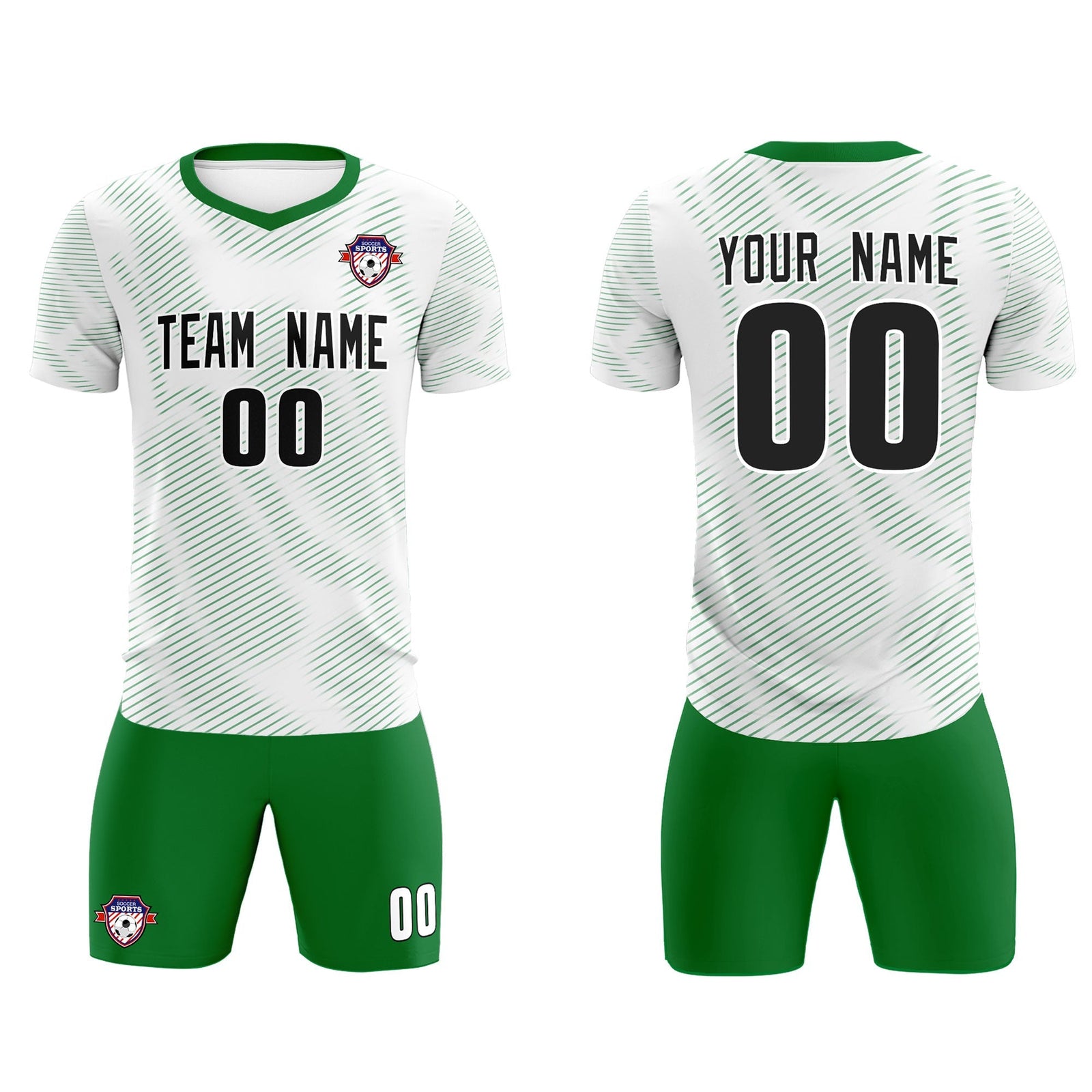 Custom White Kelly Green Training Uniform For Men Soccer Sets Jersey