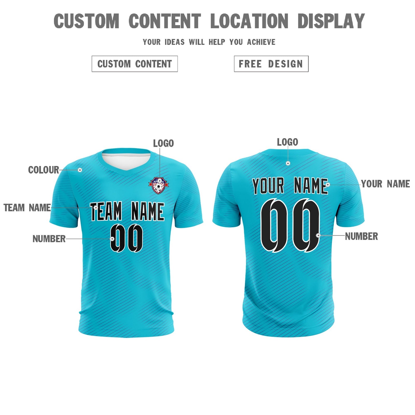 Custom Sky Blue Royal Training Uniform For Men Soccer Sets Jersey
