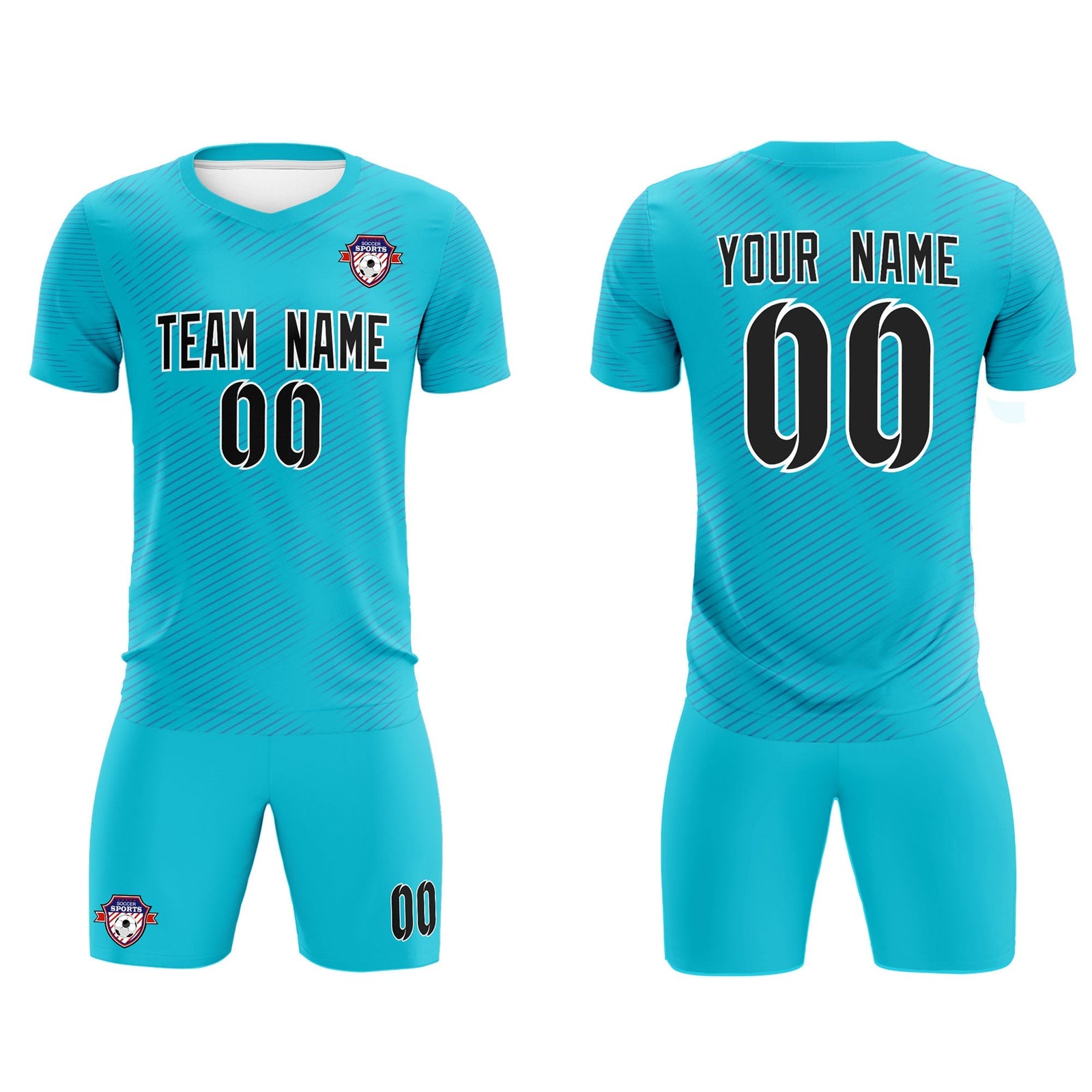 Custom Sky Blue Royal Training Uniform For Men Soccer Sets Jersey