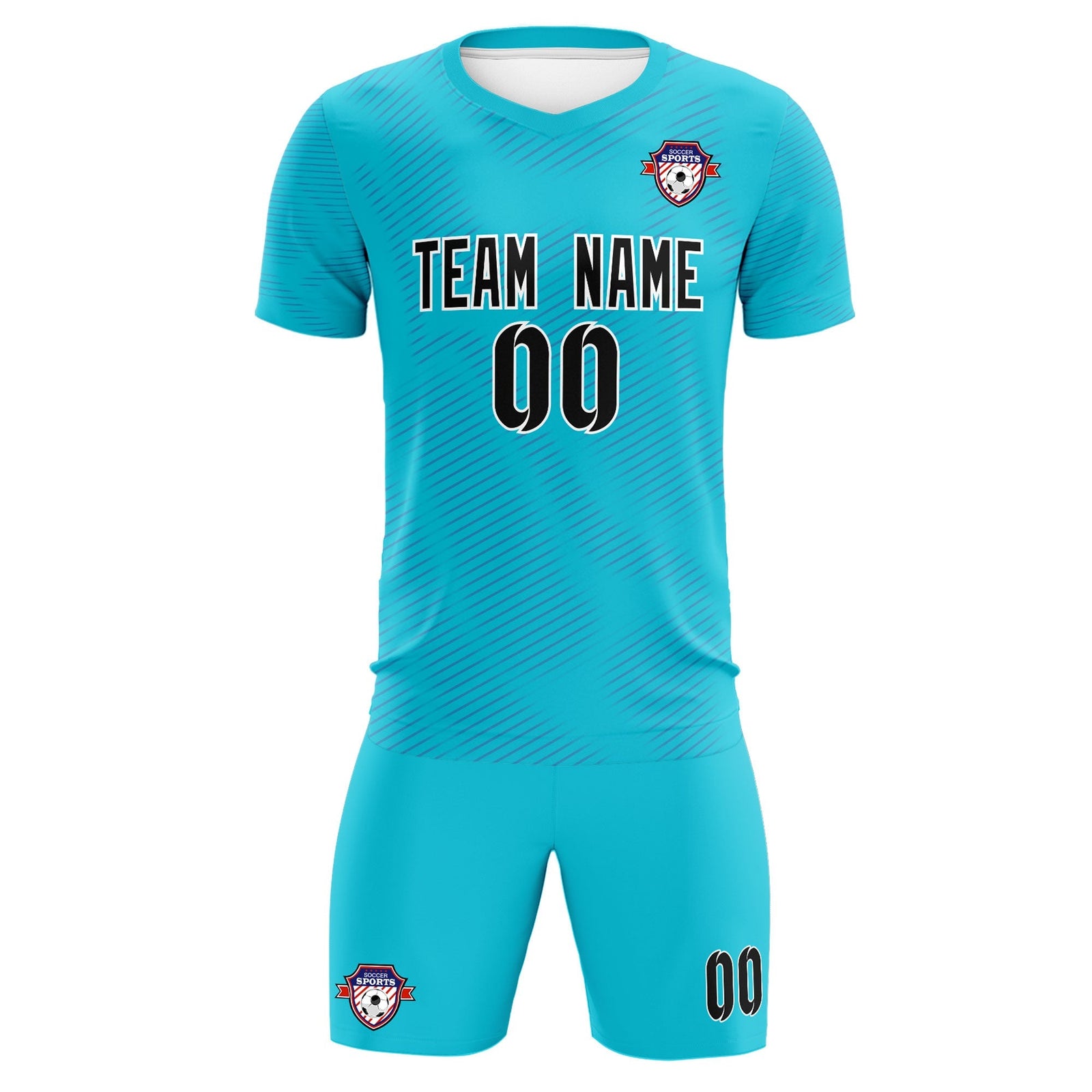 Custom Sky Blue Royal Training Uniform For Men Soccer Sets Jersey