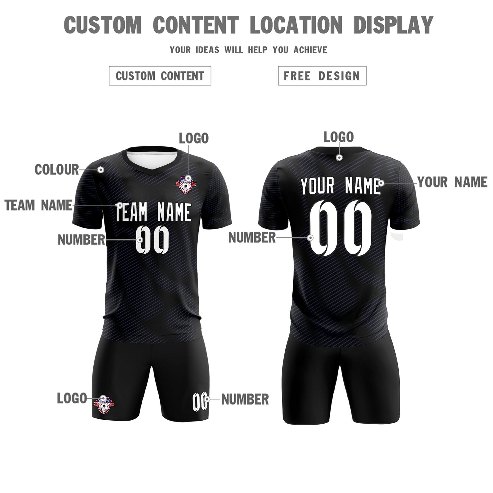 Custom Black Purple Training Uniform For Men Soccer Sets Jersey