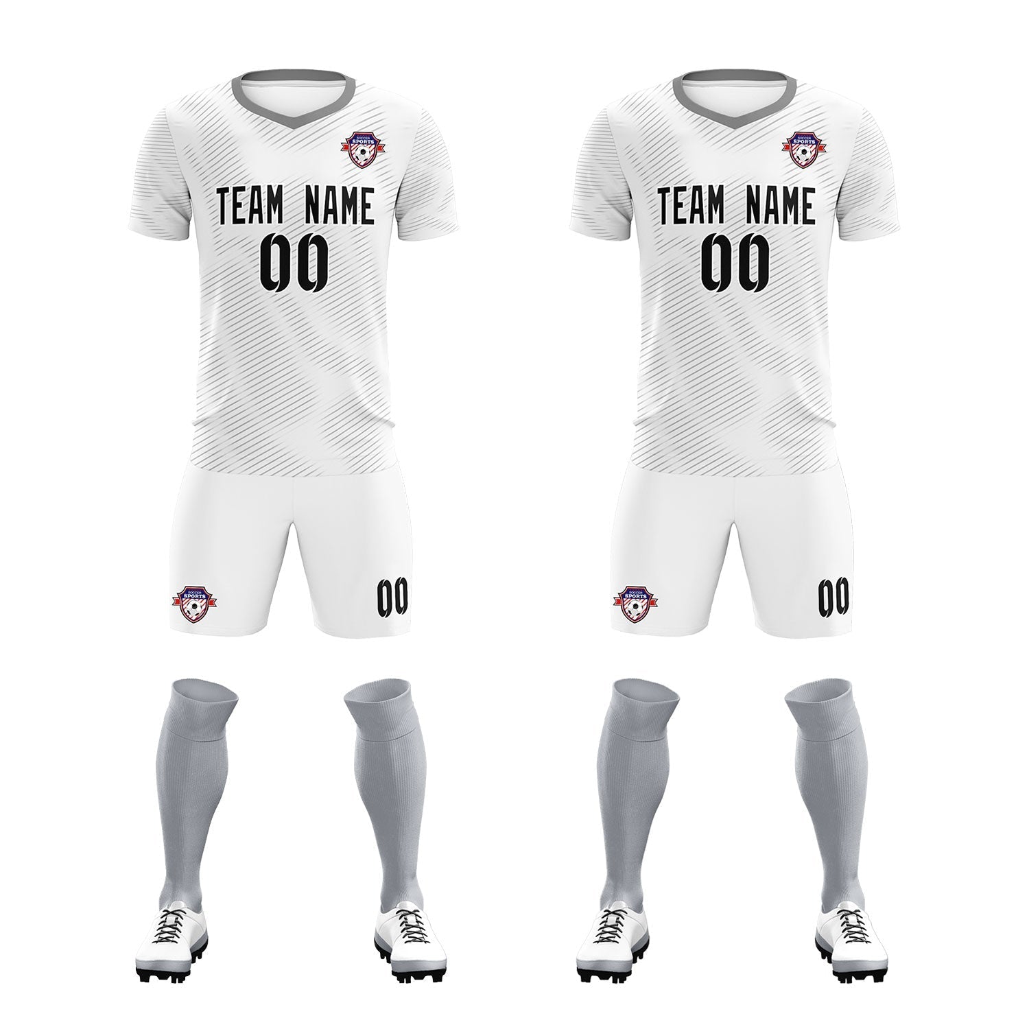 Custom White Gray Training Uniform For Men Soccer Sets Jersey