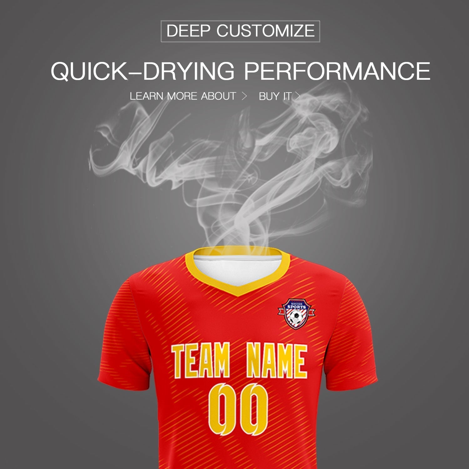 Custom Red Gold Training Uniform For Men Soccer Sets Jersey
