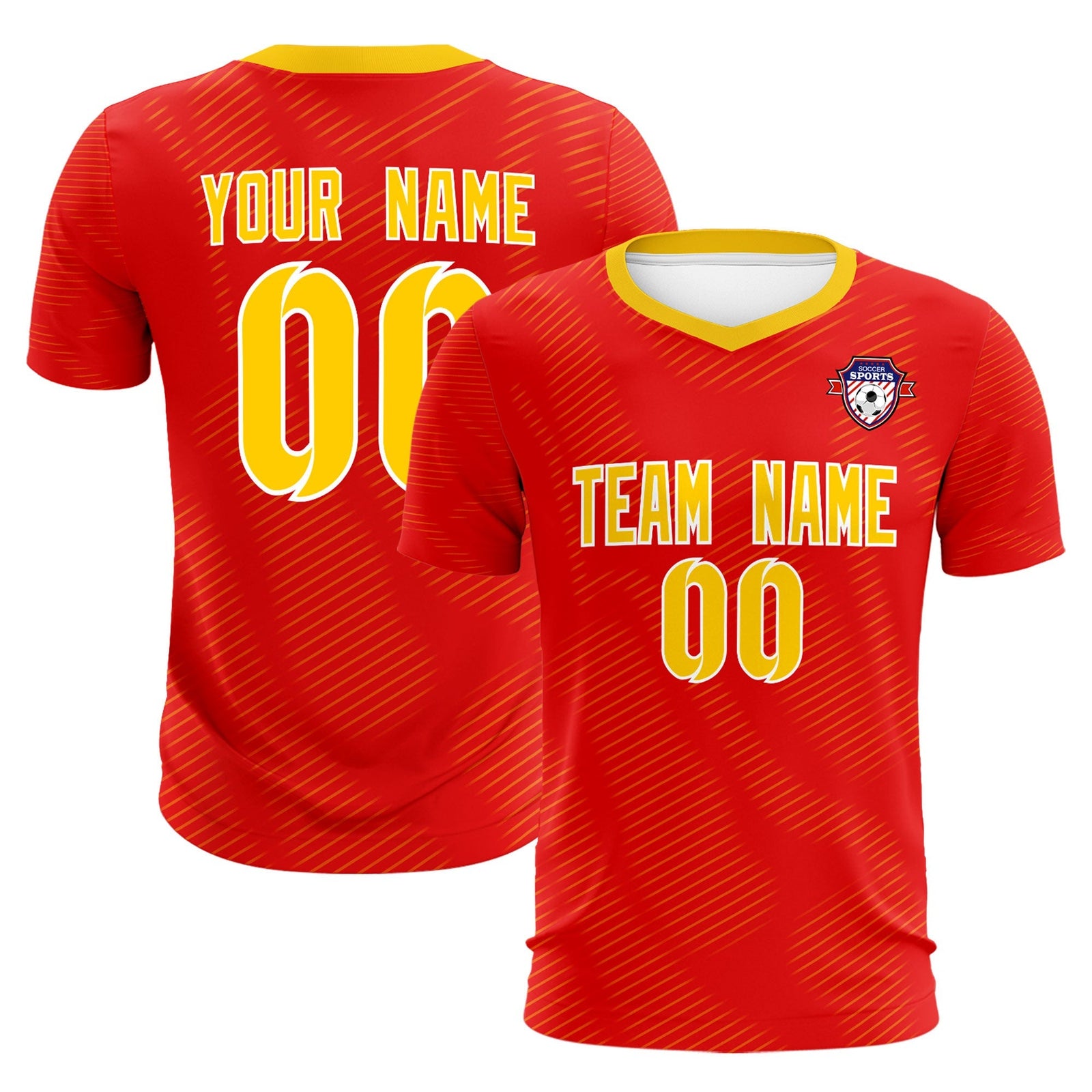 Custom Red Gold Training Uniform For Men Soccer Sets Jersey