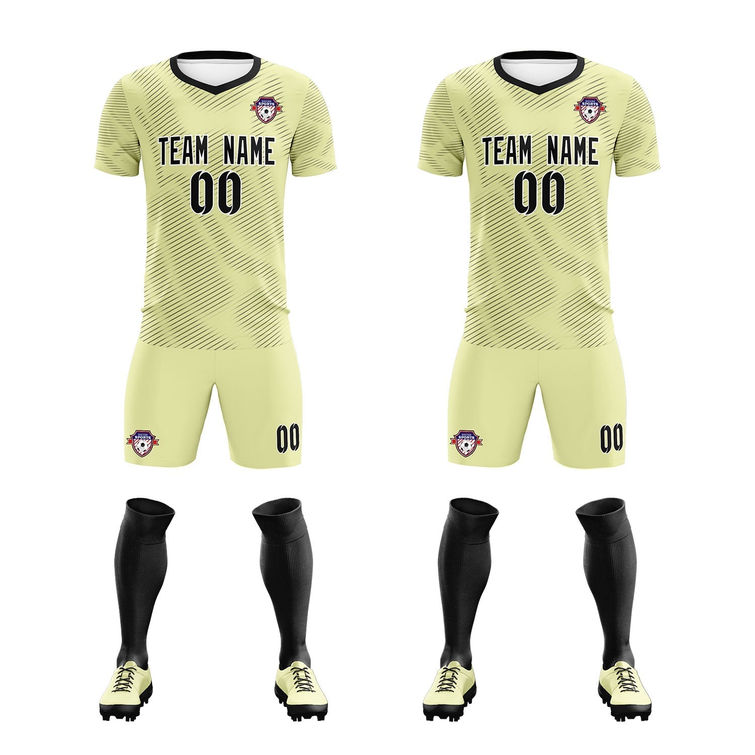 Custom Cream Black Training Uniform For Men Soccer Sets Jersey