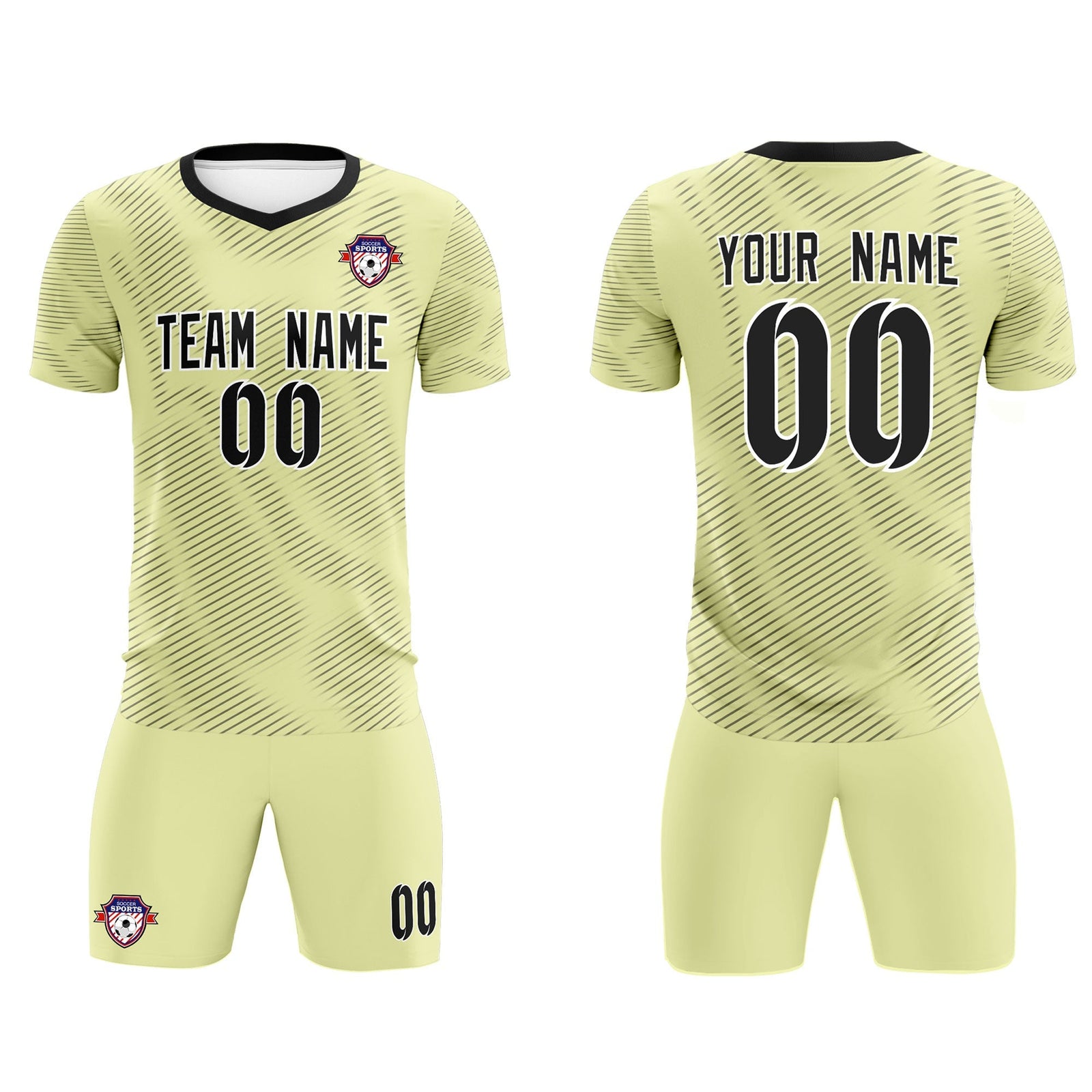 Custom Cream Black Training Uniform For Men Soccer Sets Jersey