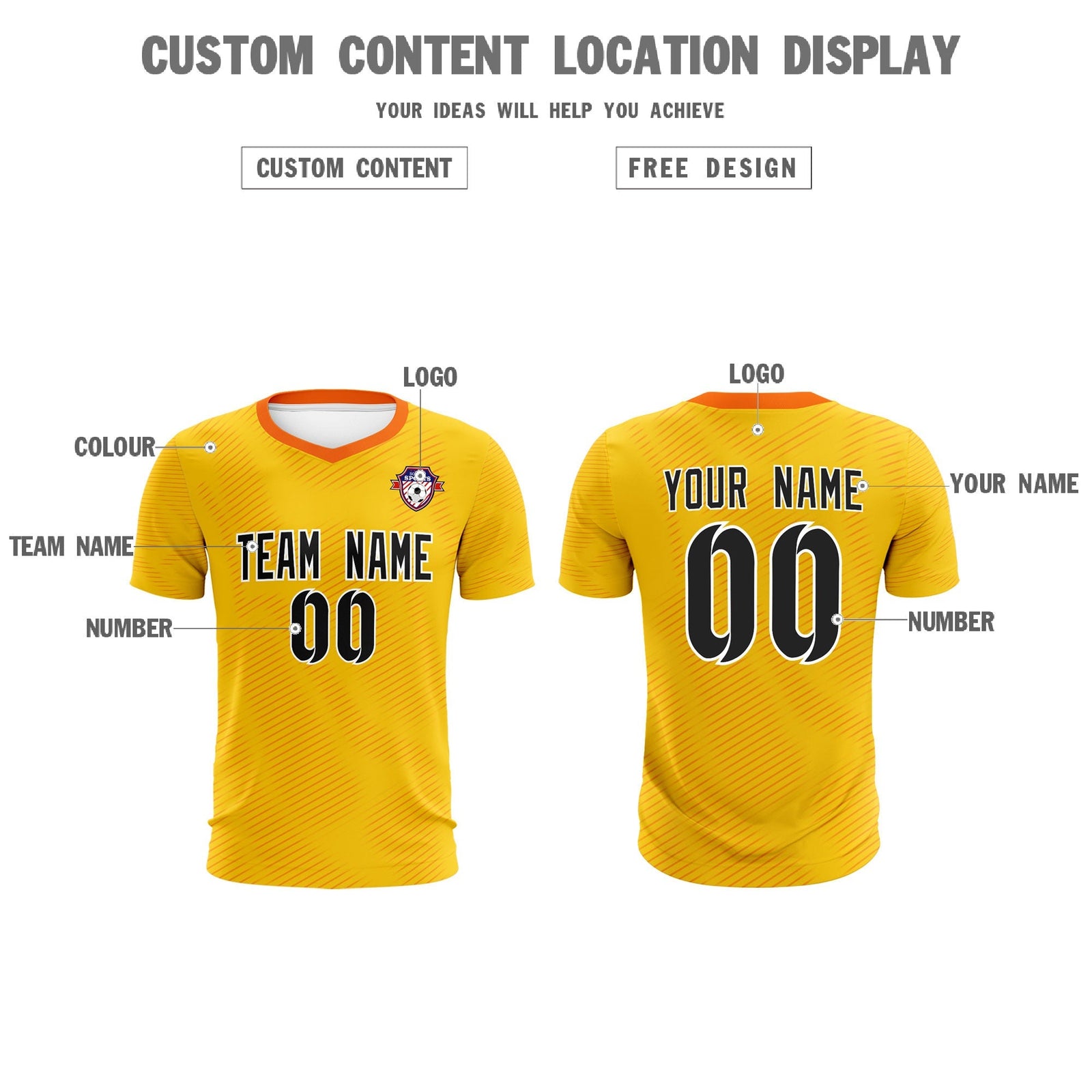 Custom Yellow Orange Training Uniform For Men Soccer Sets Jersey