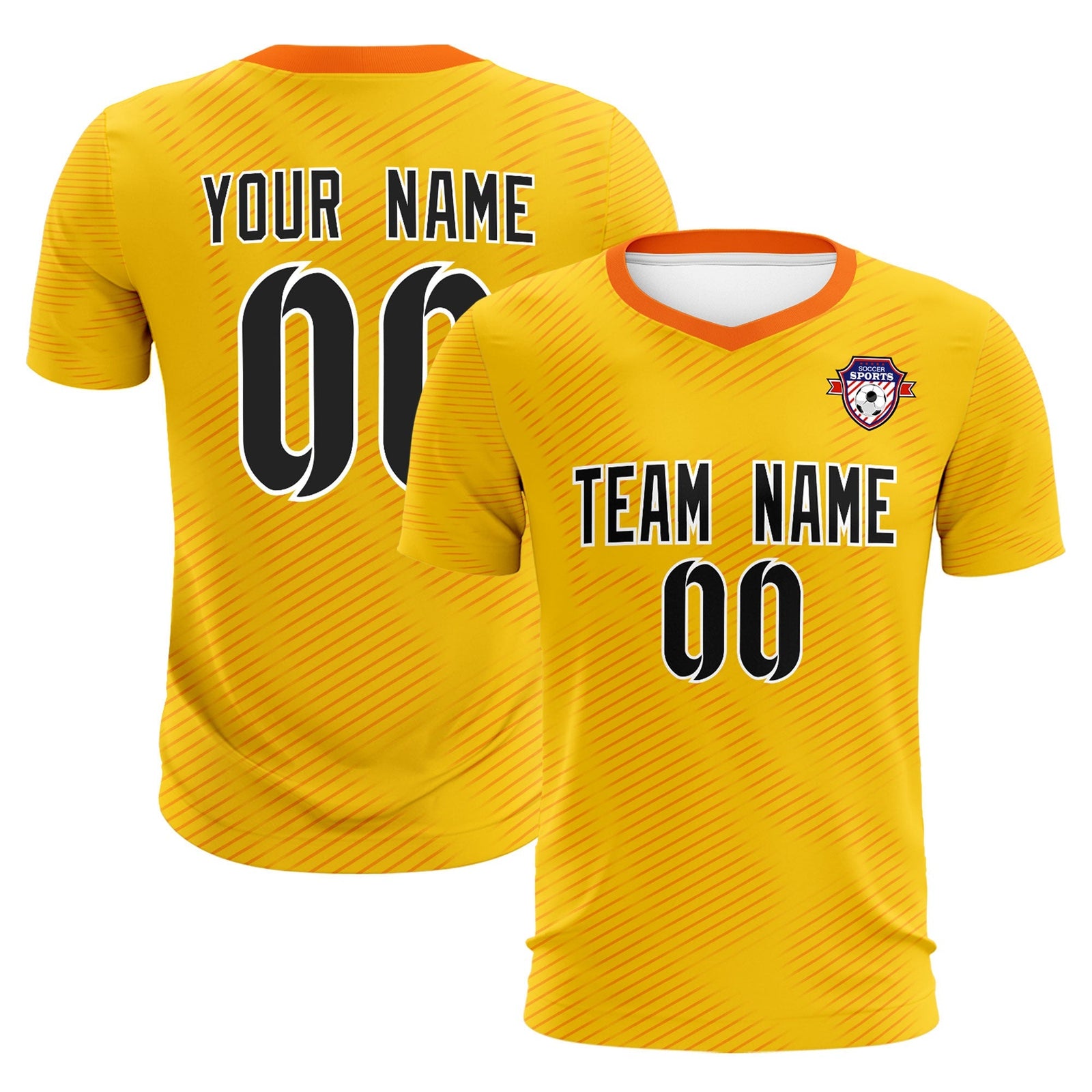 Custom Yellow Orange Training Uniform For Men Soccer Sets Jersey