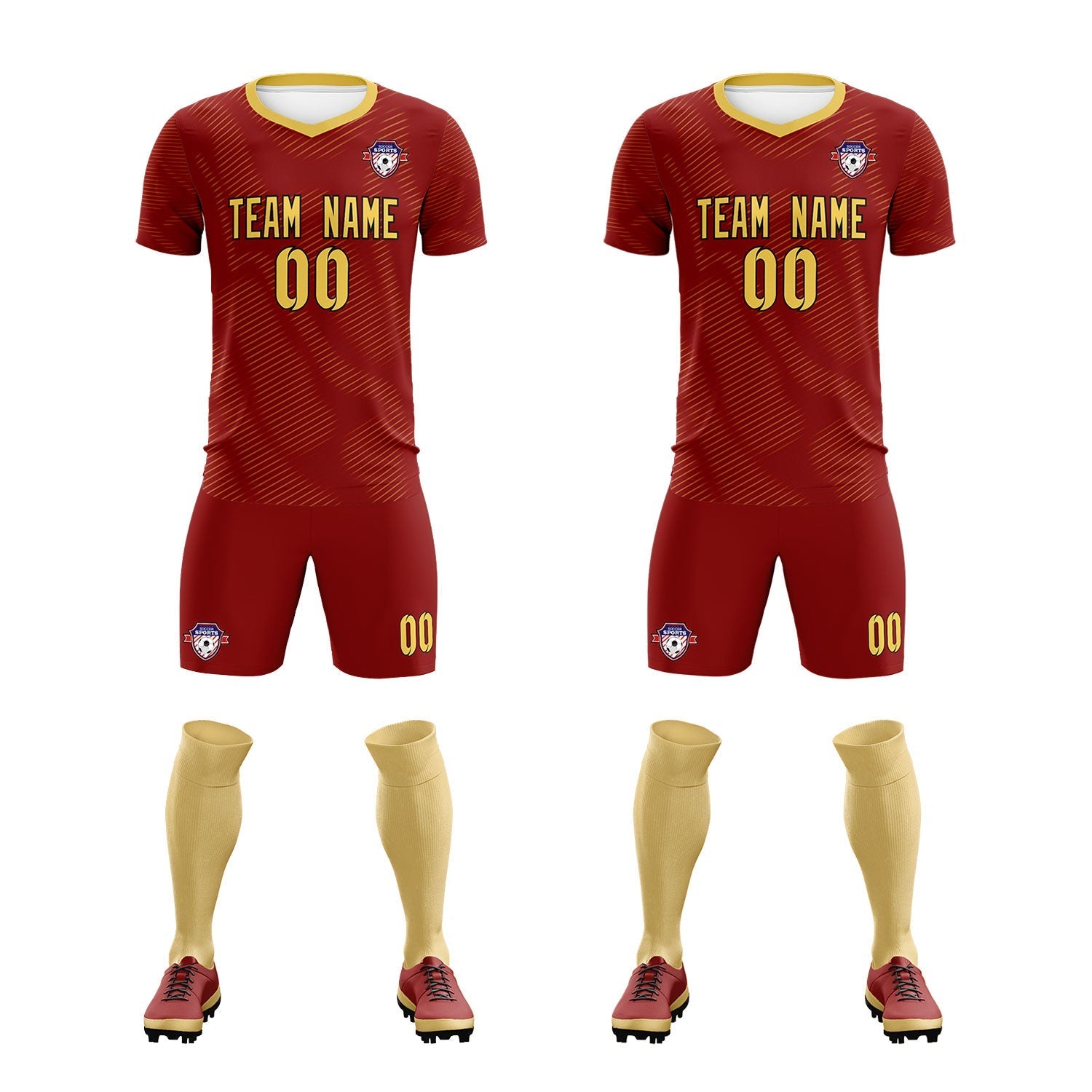 Custom Crimson Khaki Training Uniform For Men Soccer Sets Jersey