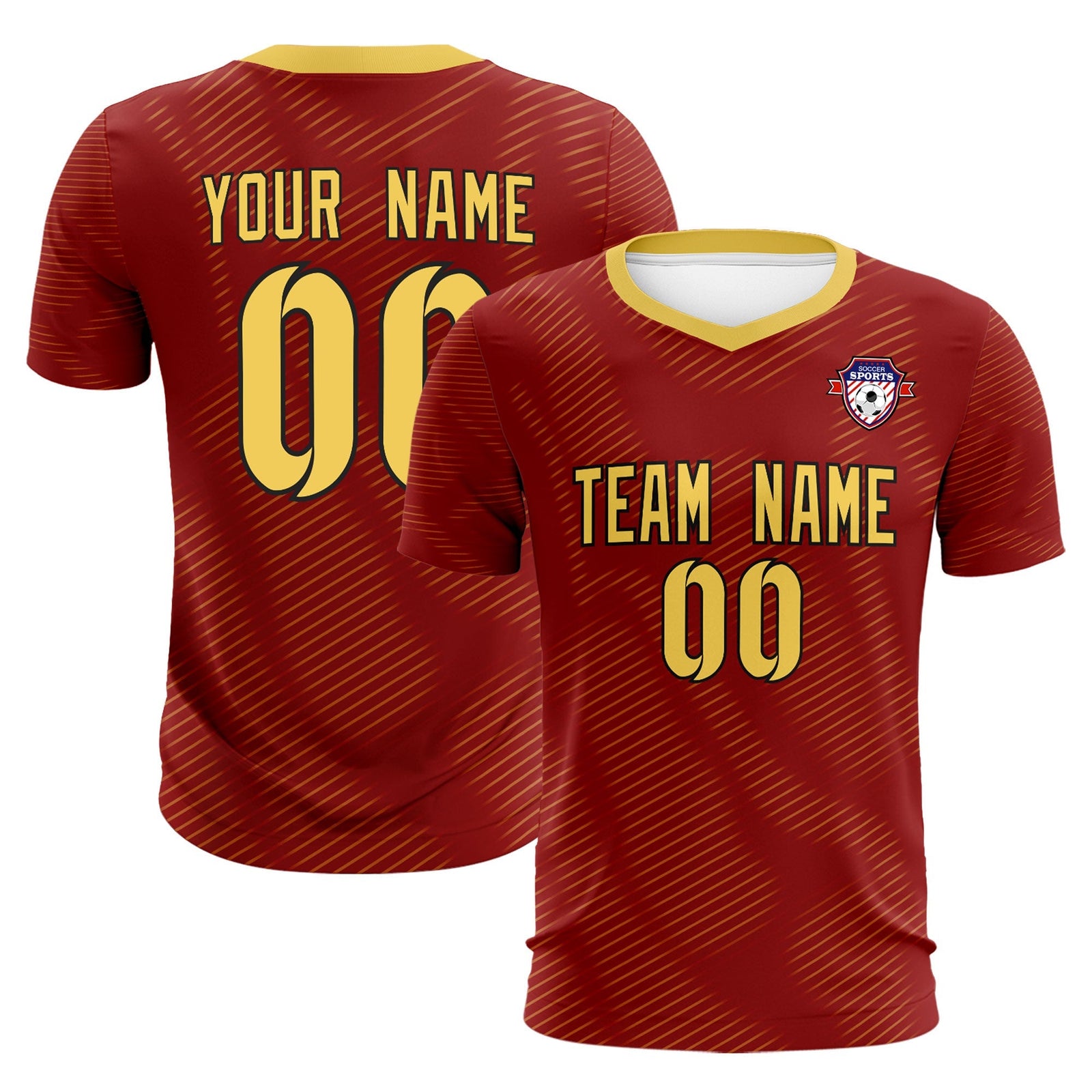 Custom Crimson Khaki Training Uniform For Men Soccer Sets Jersey