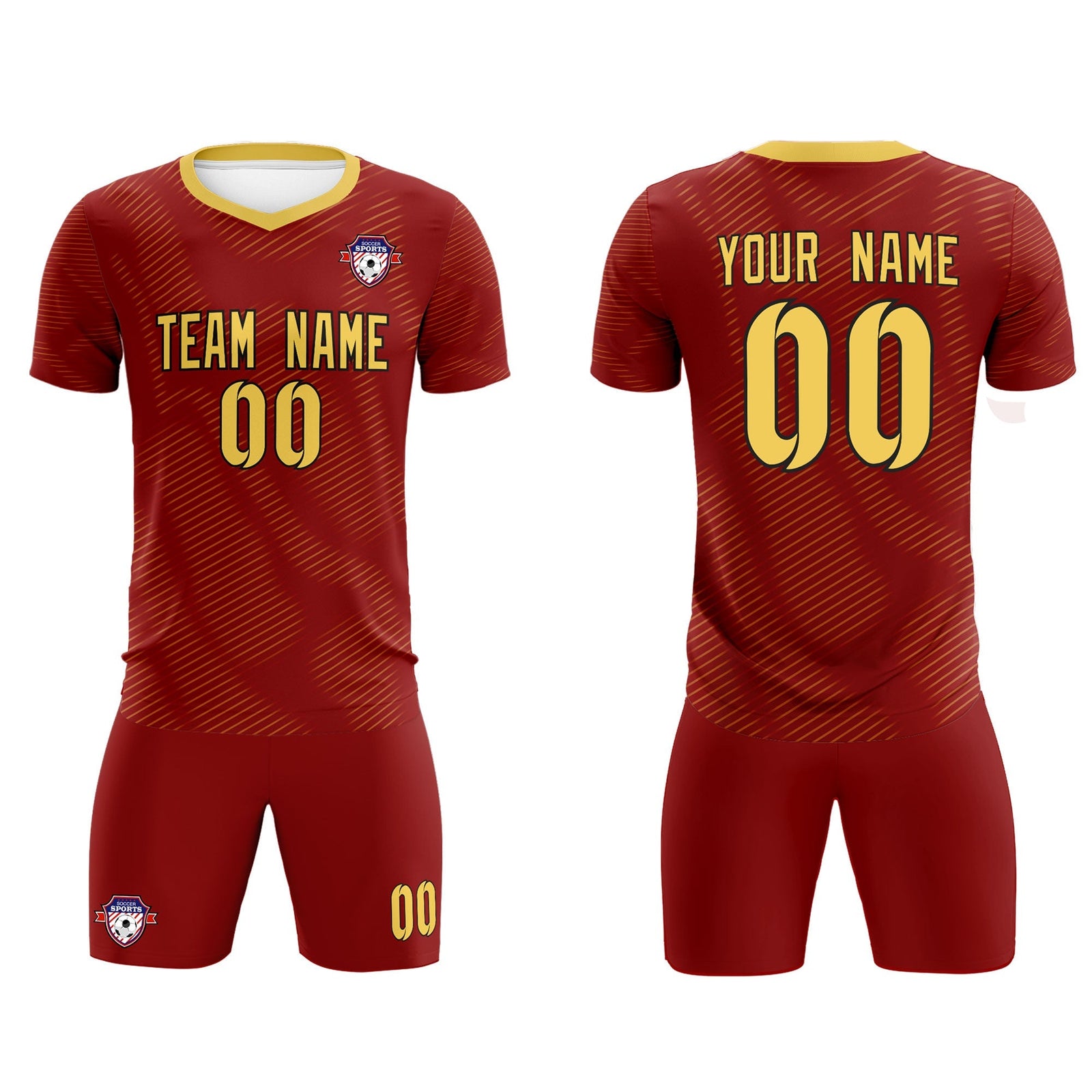Custom Crimson Khaki Training Uniform For Men Soccer Sets Jersey
