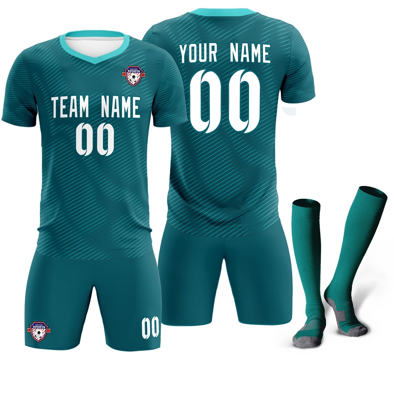 Custom Aqua Aqua Training Uniform For Men Soccer Sets Jersey