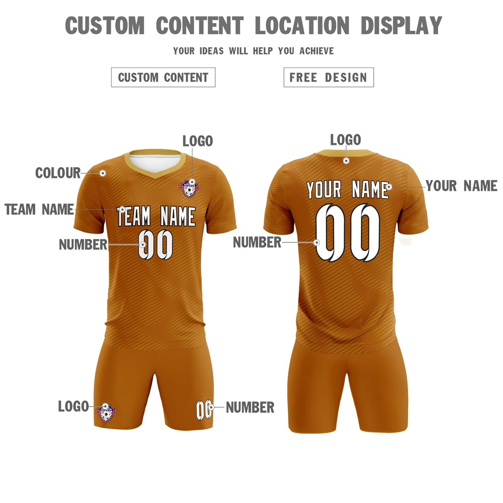 Custom Light Brown Khaki Training Uniform For Men Soccer Sets Jersey