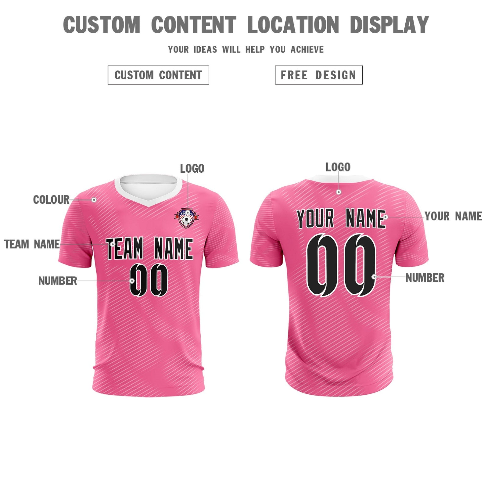 Custom Pink White Training Uniform For Men Soccer Sets Jersey