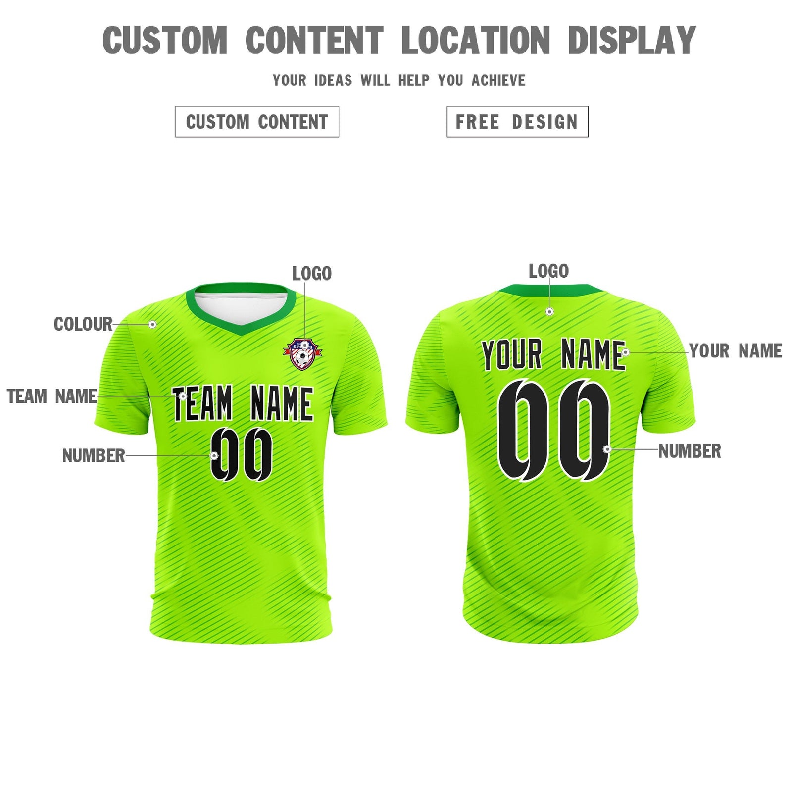 Custom Neon Green Kelly Green Training Uniform For Men Soccer Sets Jersey