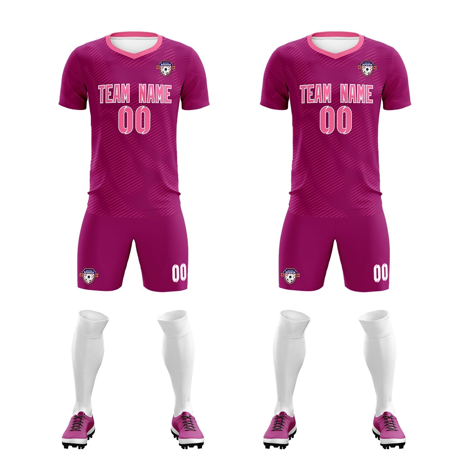 Custom Rose Red Pink Training Uniform For Men Soccer Sets Jersey