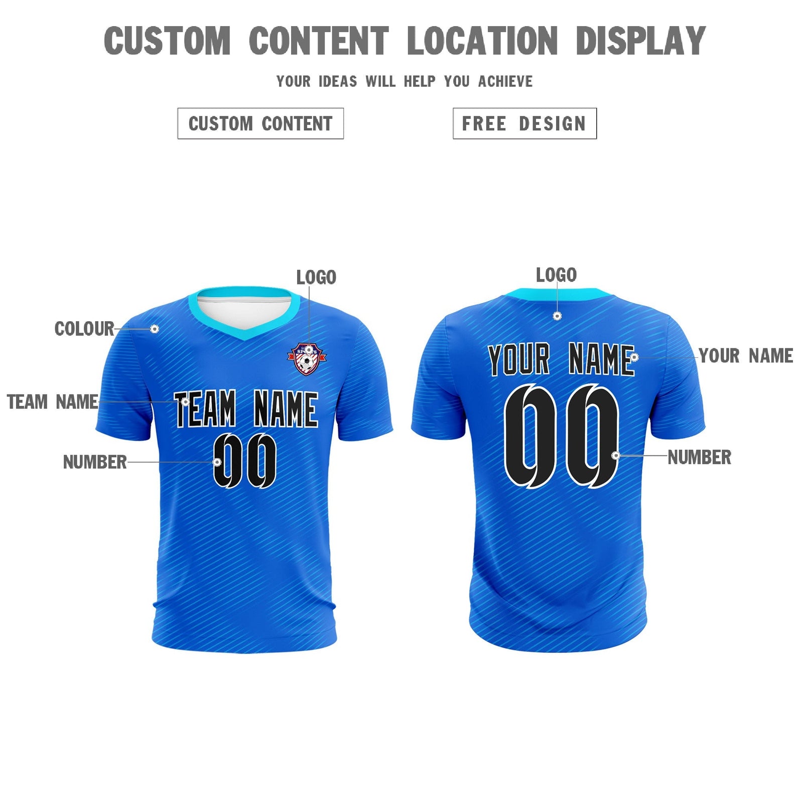 Custom Royal Powder Blue Training Uniform For Men Soccer Sets Jersey
