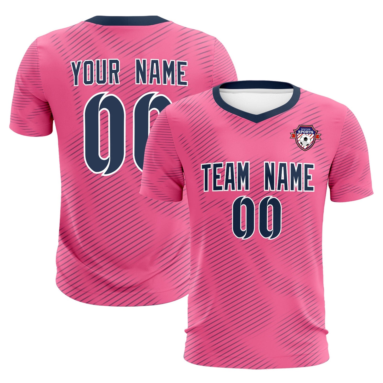 Custom Pink Navy Training Uniform For Men Soccer Sets Jersey