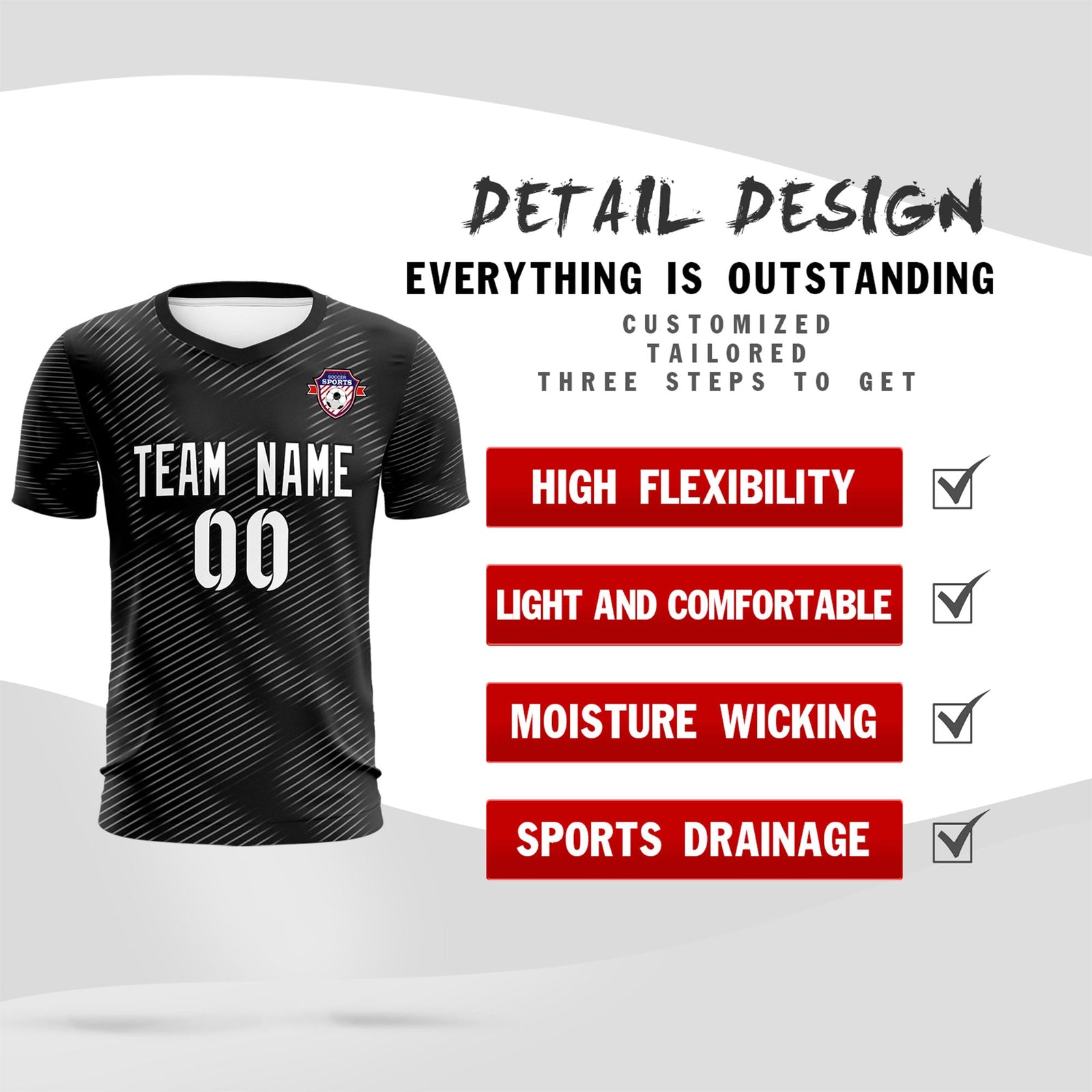 Custom Black White Training Uniform For Men Soccer Sets Jersey