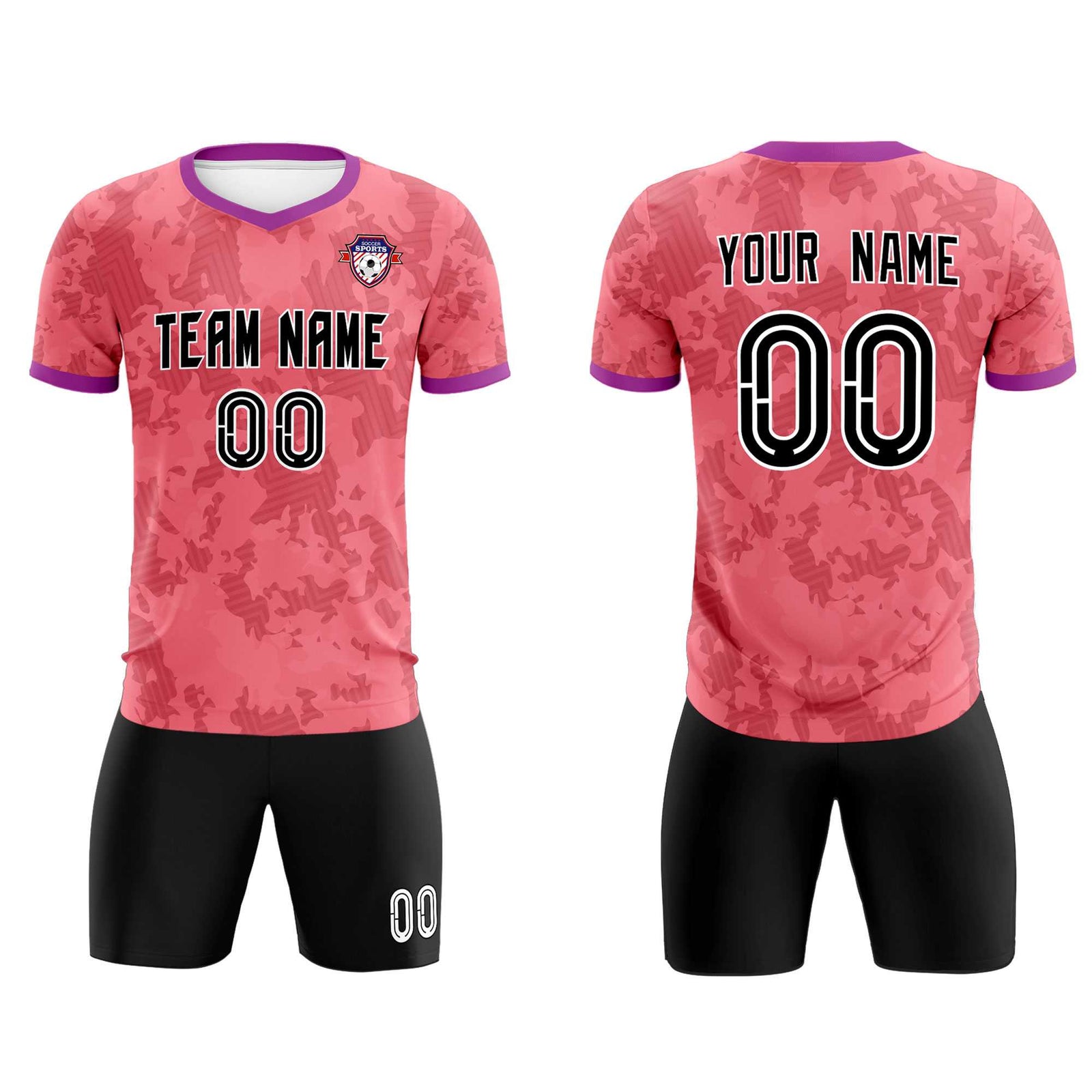 Custom Light Red Camo sports Soccer Tops/Sets Jersey