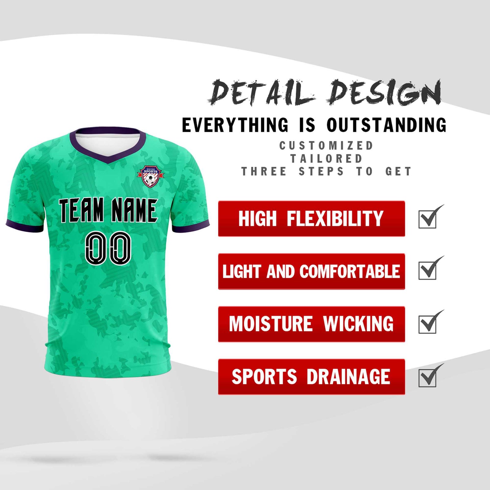 Custom Neon Green Camo sports Soccer Tops/Sets Jersey