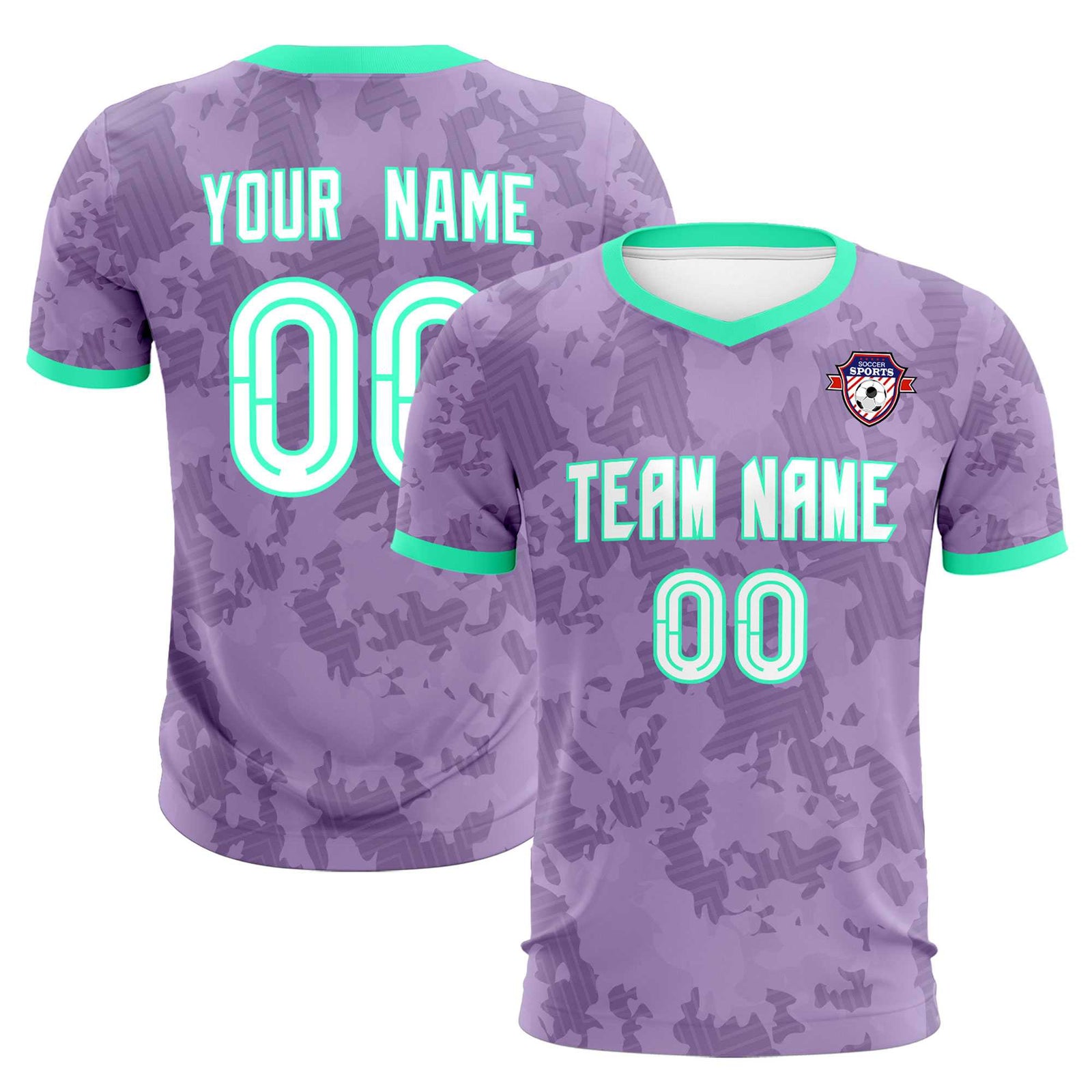 Custom Light Purple Camo sports Soccer Tops/Sets Jersey