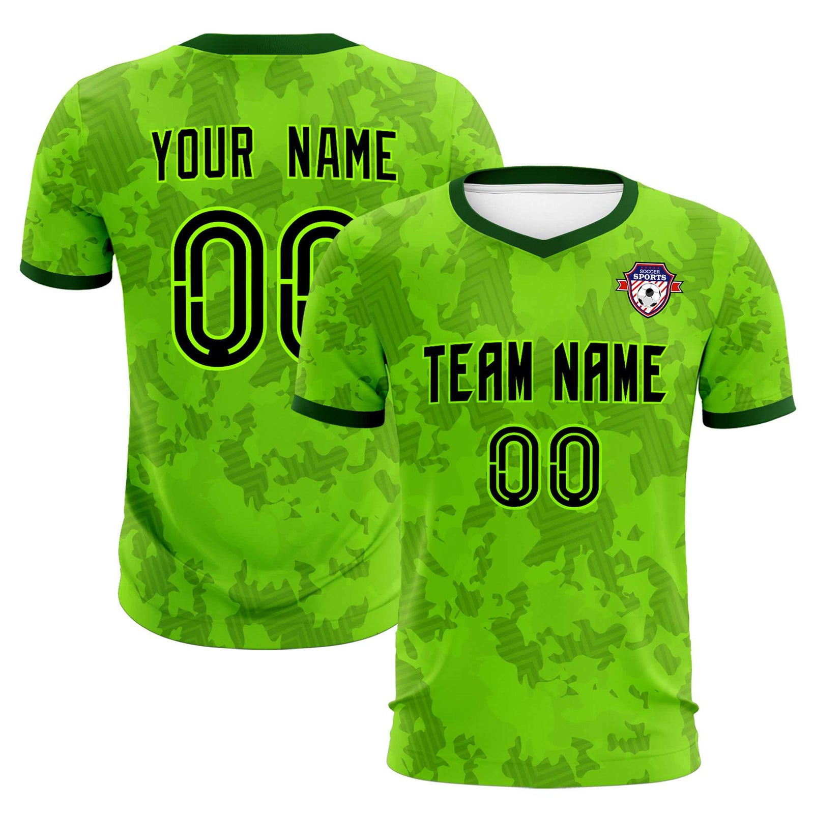 Custom Green Camo sports Soccer Tops/Sets Jersey