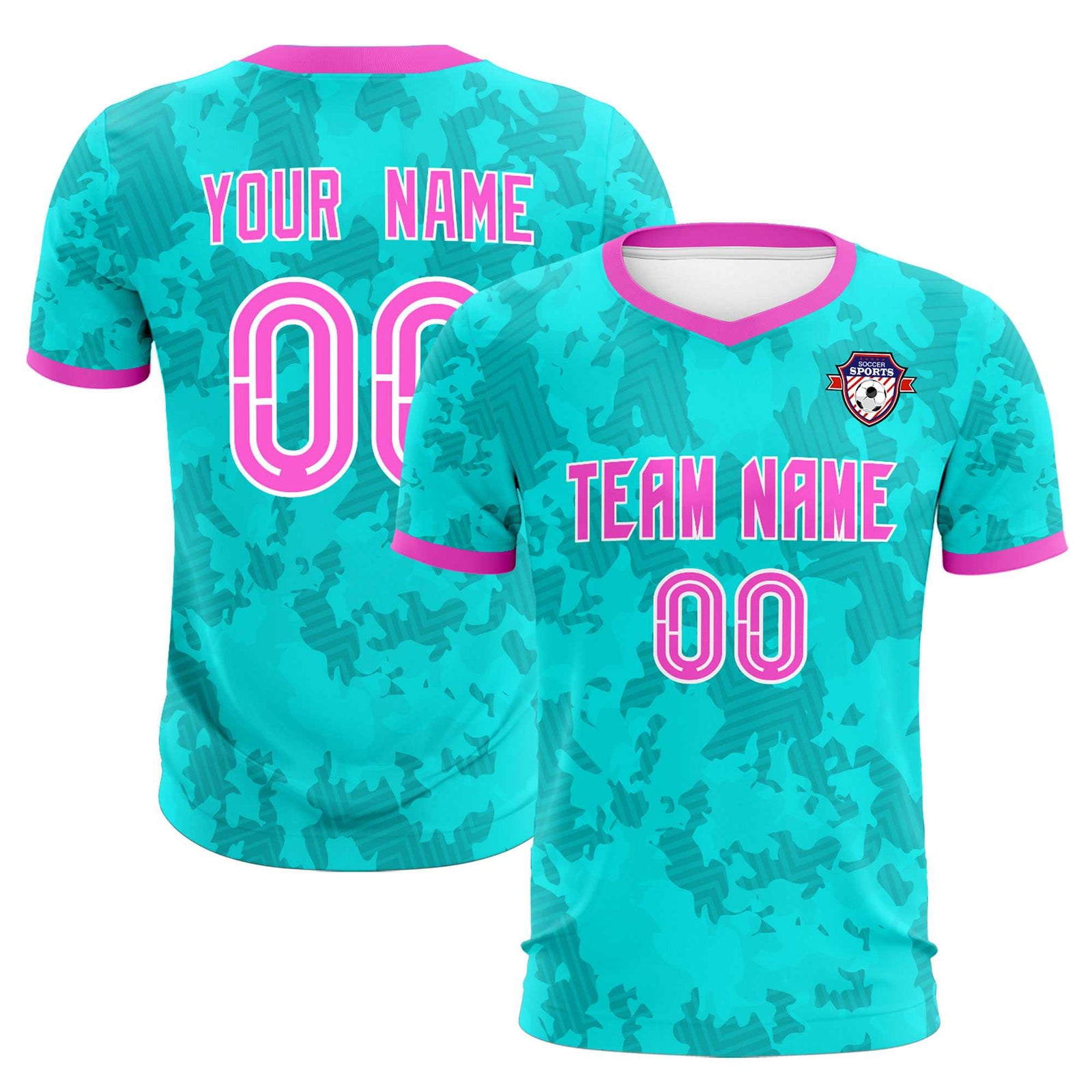 Custom Aqua Camo sports Soccer Tops/Sets Jersey