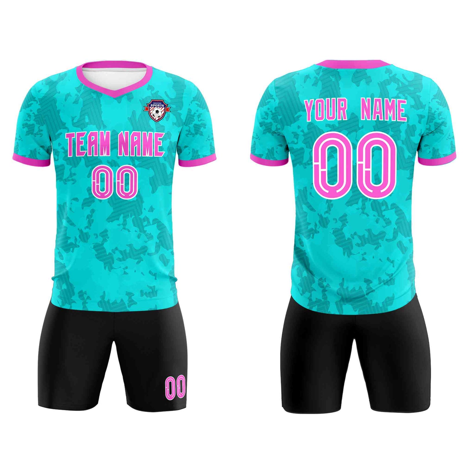 Custom Aqua Camo sports Soccer Tops/Sets Jersey