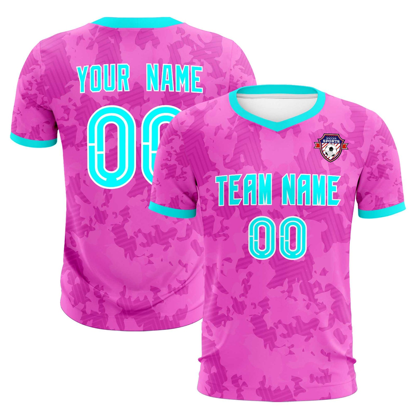 Custom Pink Camo sports Soccer Tops/Sets Jersey