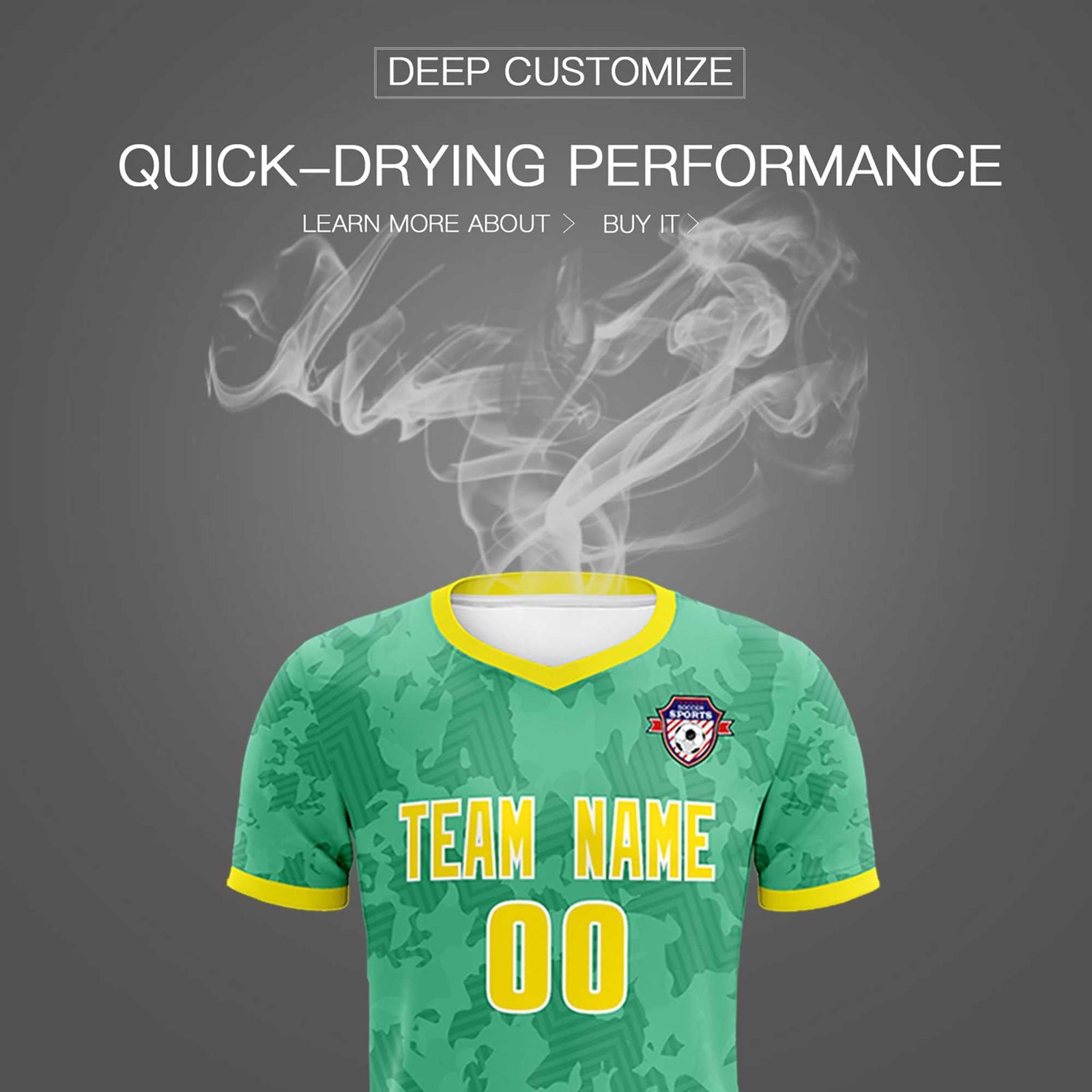 Custom Green Camo sports Soccer Tops/Sets Jersey