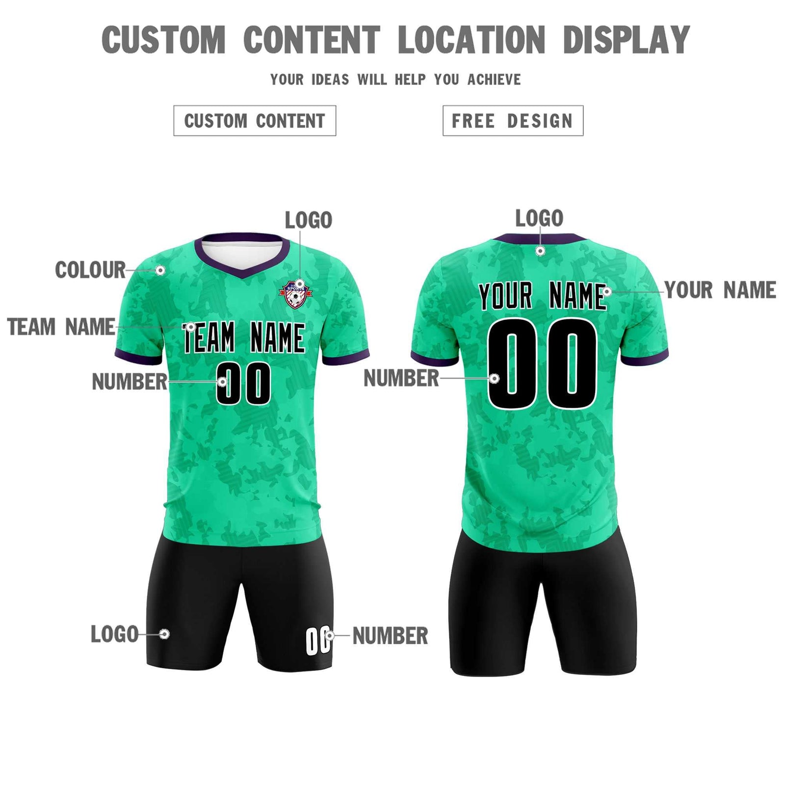 Custom Neon Green Camo sports Soccer Tops/Sets Jersey