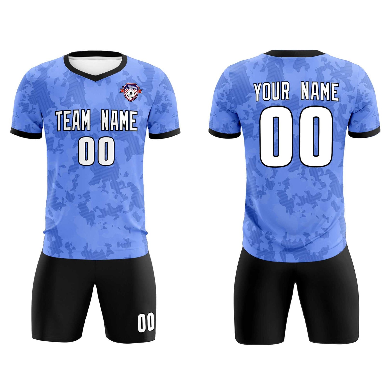 Custom Light Blue Camo sports Soccer Tops/Sets Jersey