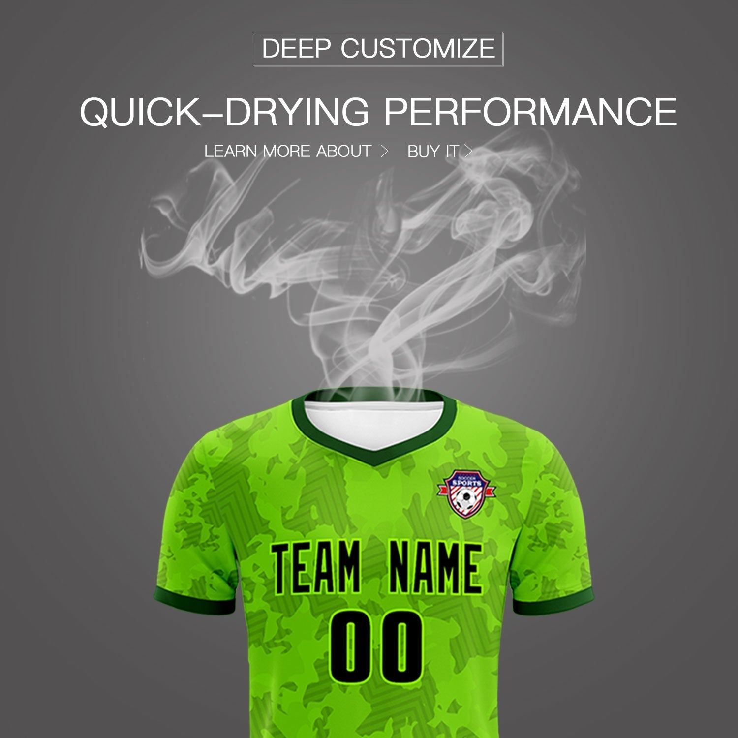 Custom Green Camo sports Soccer Tops/Sets Jersey