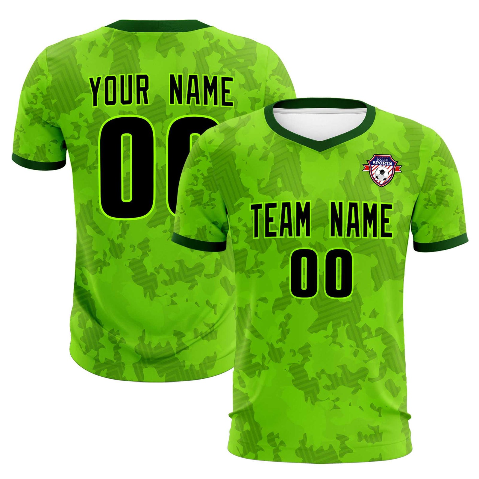 Custom Green Camo sports Soccer Tops/Sets Jersey
