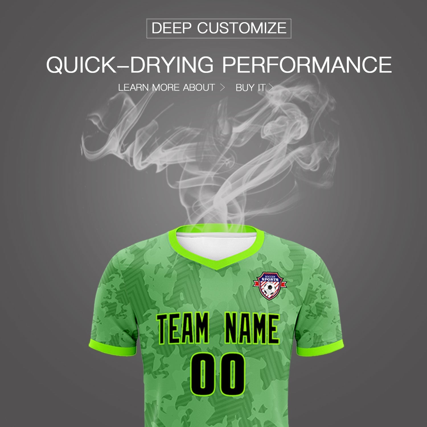 Custom Green Camo sports Soccer Tops/Sets Jersey
