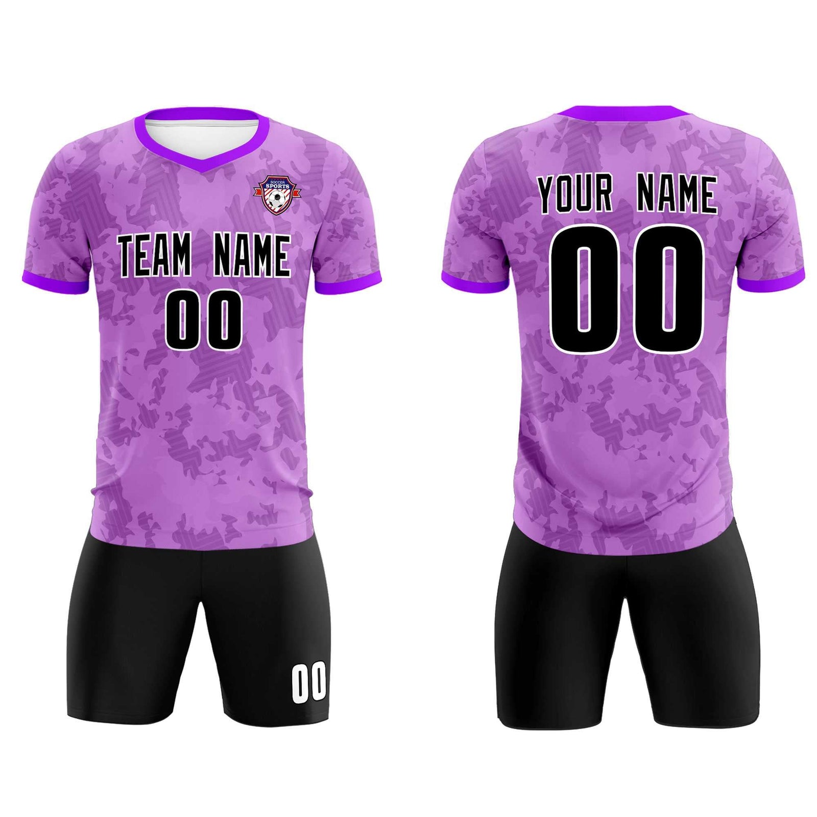 Custom Light Purple Camo sports Soccer Tops/Sets Jersey