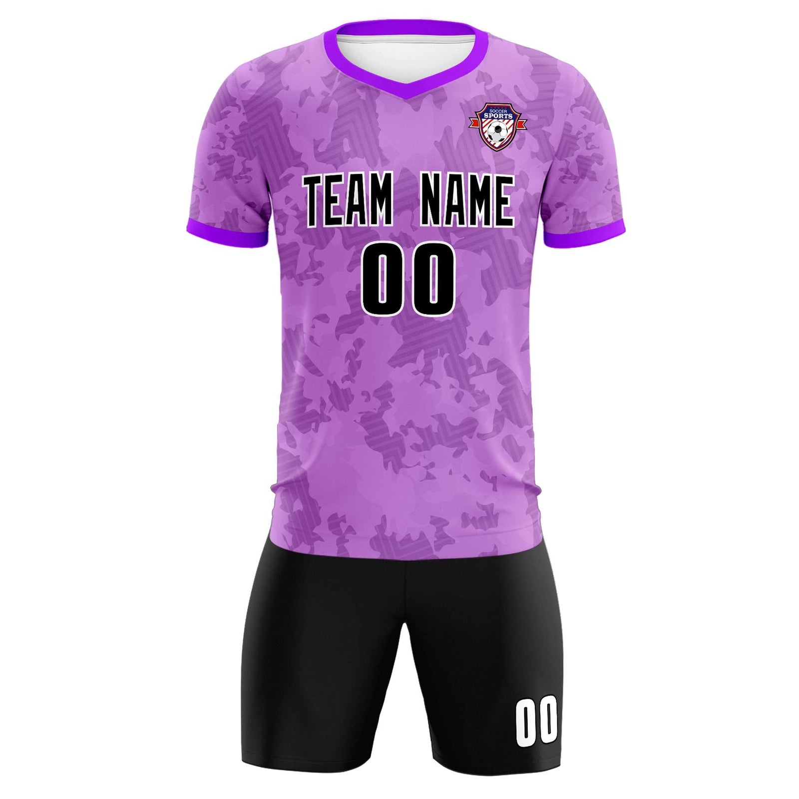 Custom Light Purple Camo sports Soccer Tops/Sets Jersey