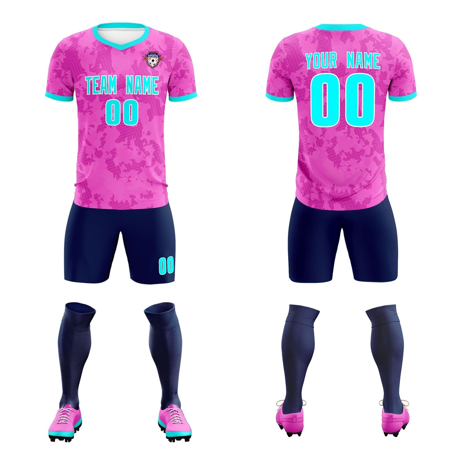 Custom Pink Camo sports Soccer Tops/Sets Jersey