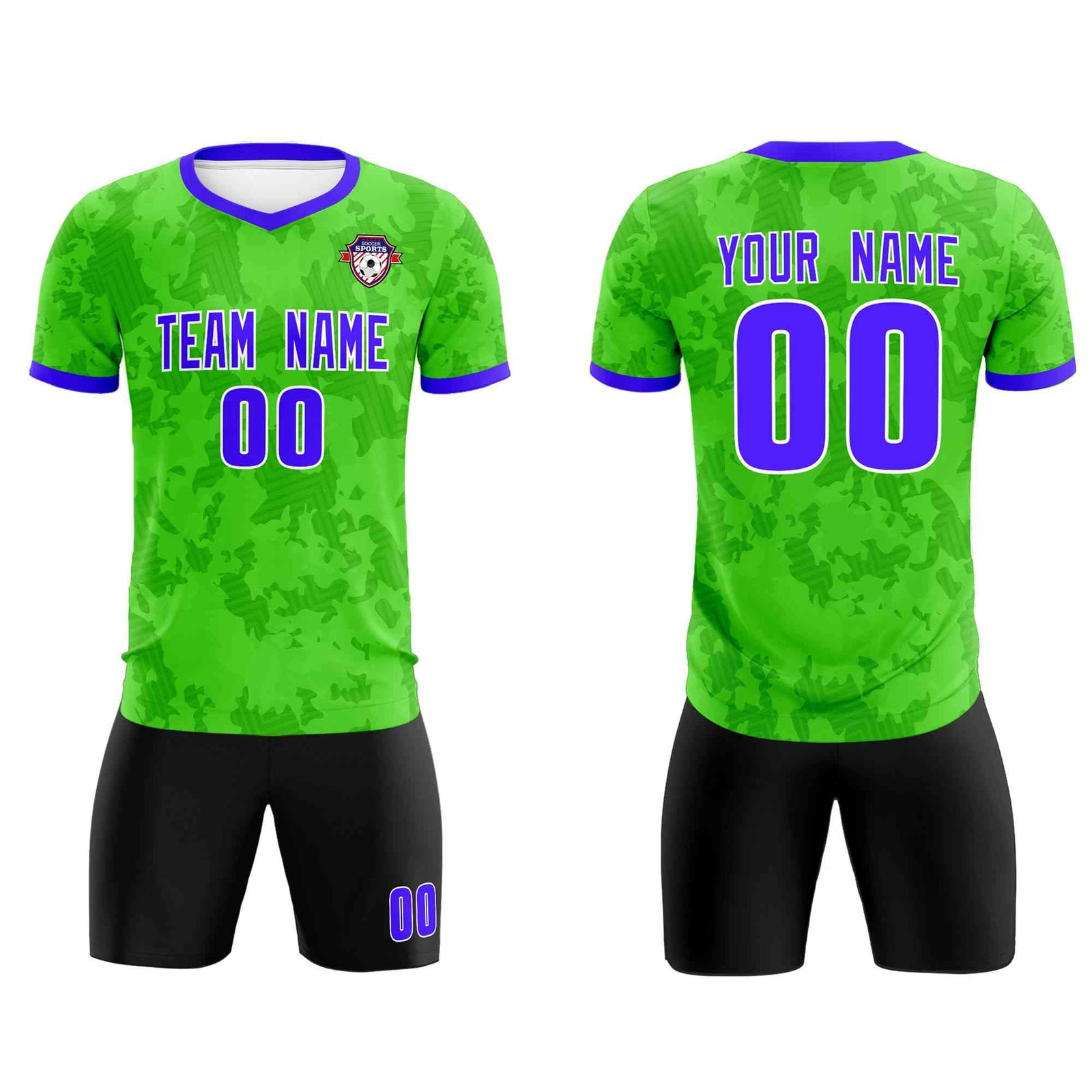 Custom Neon Green Camo sports Soccer Tops/Sets Jersey